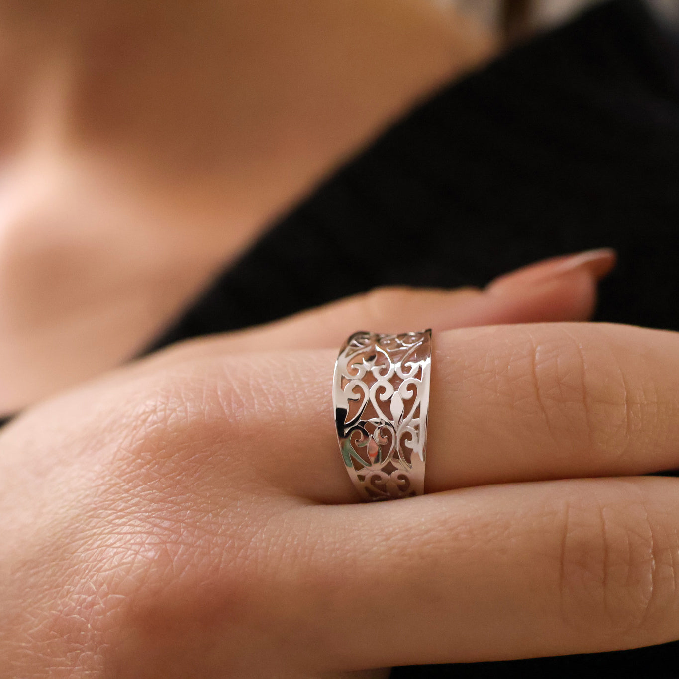 Siena ring with filigree pattern Sterling silver