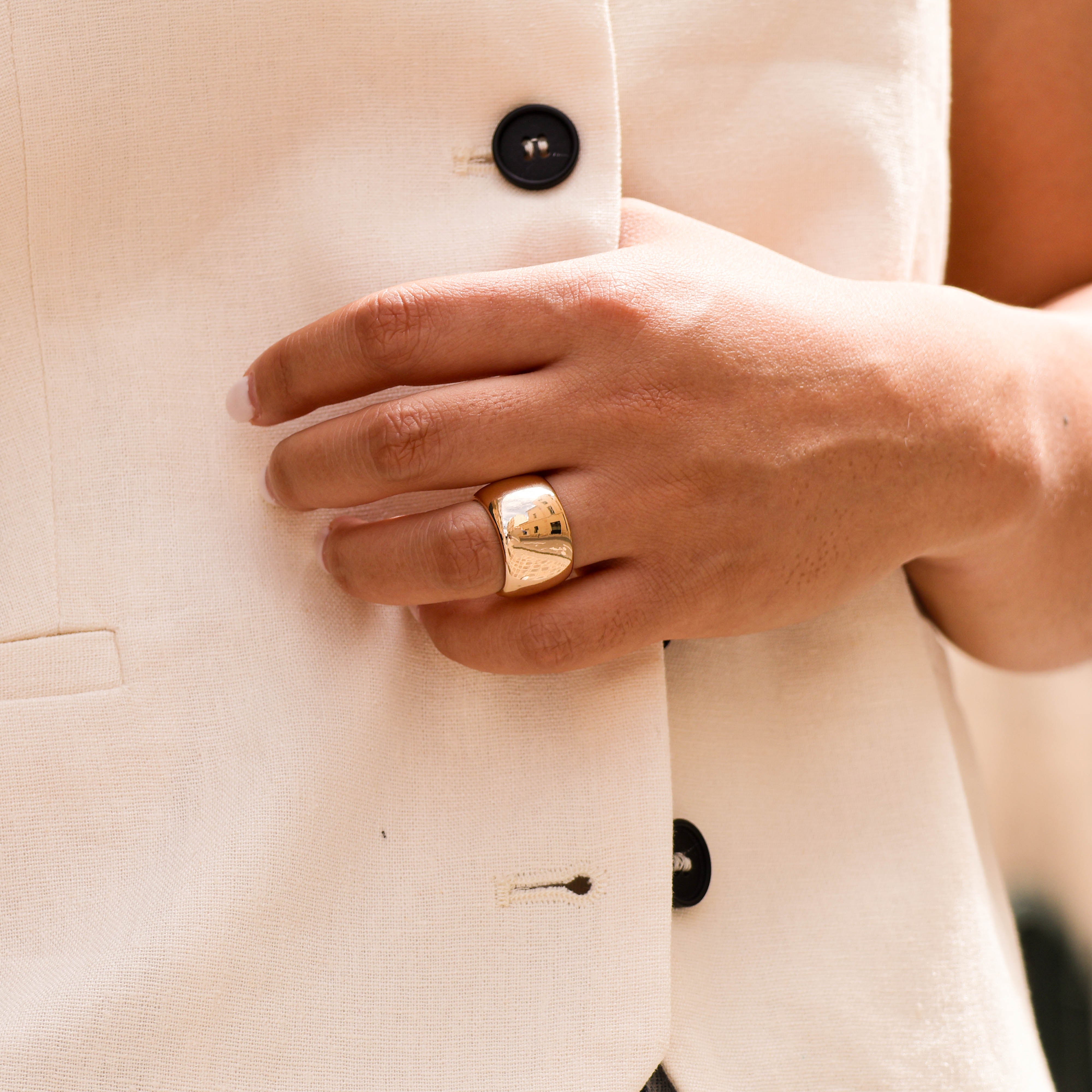 Oria ring large domed gold plated