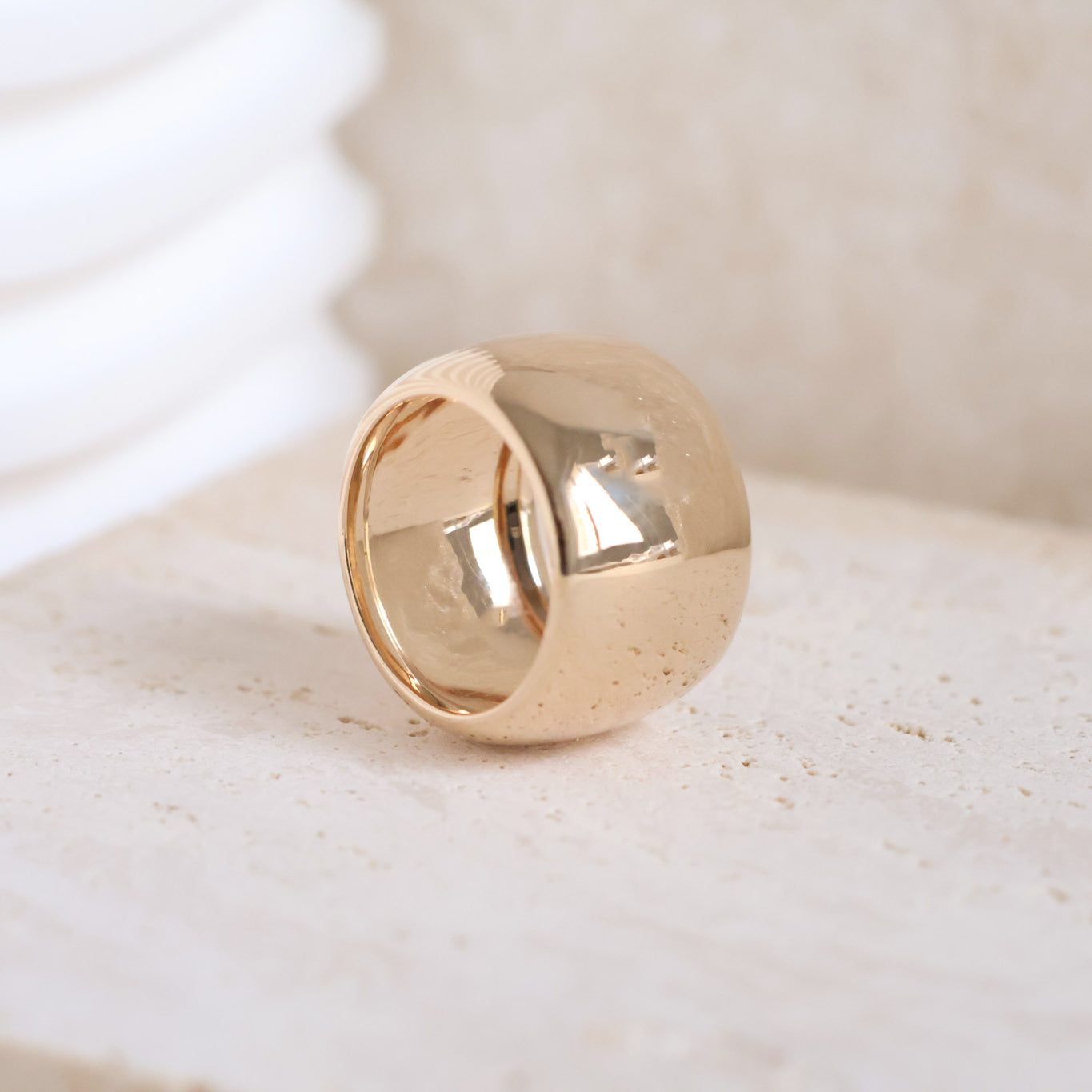 Oria ring large domed gold plated