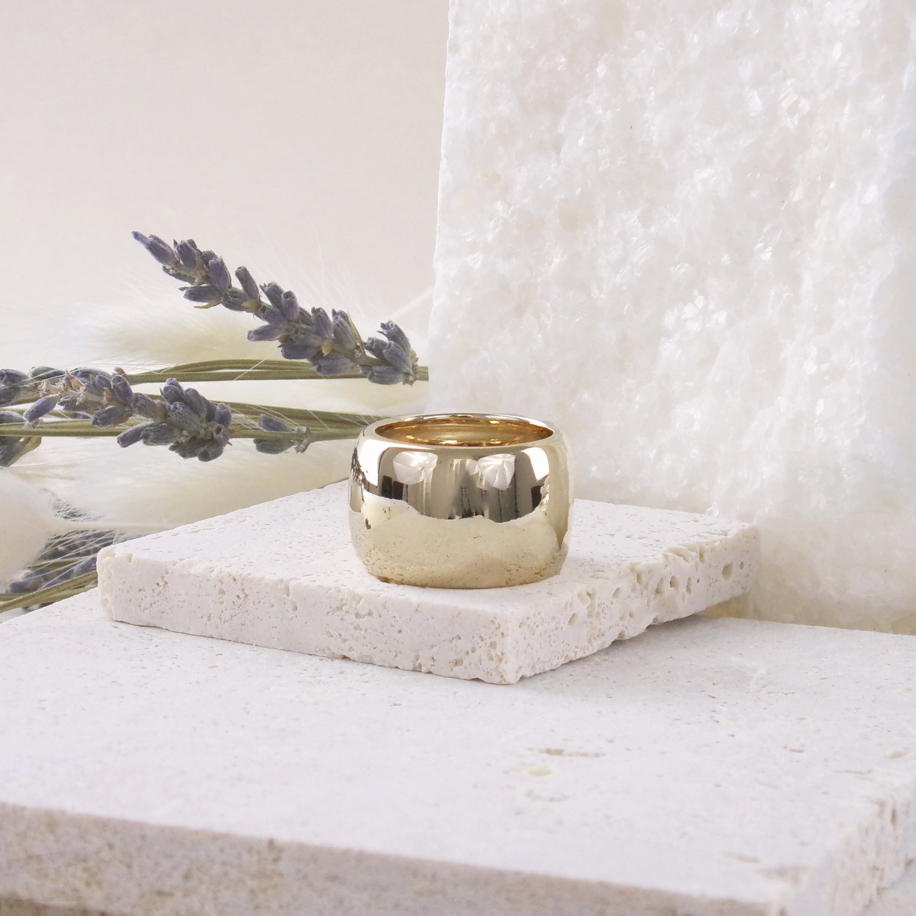 Oria ring large domed gold plated