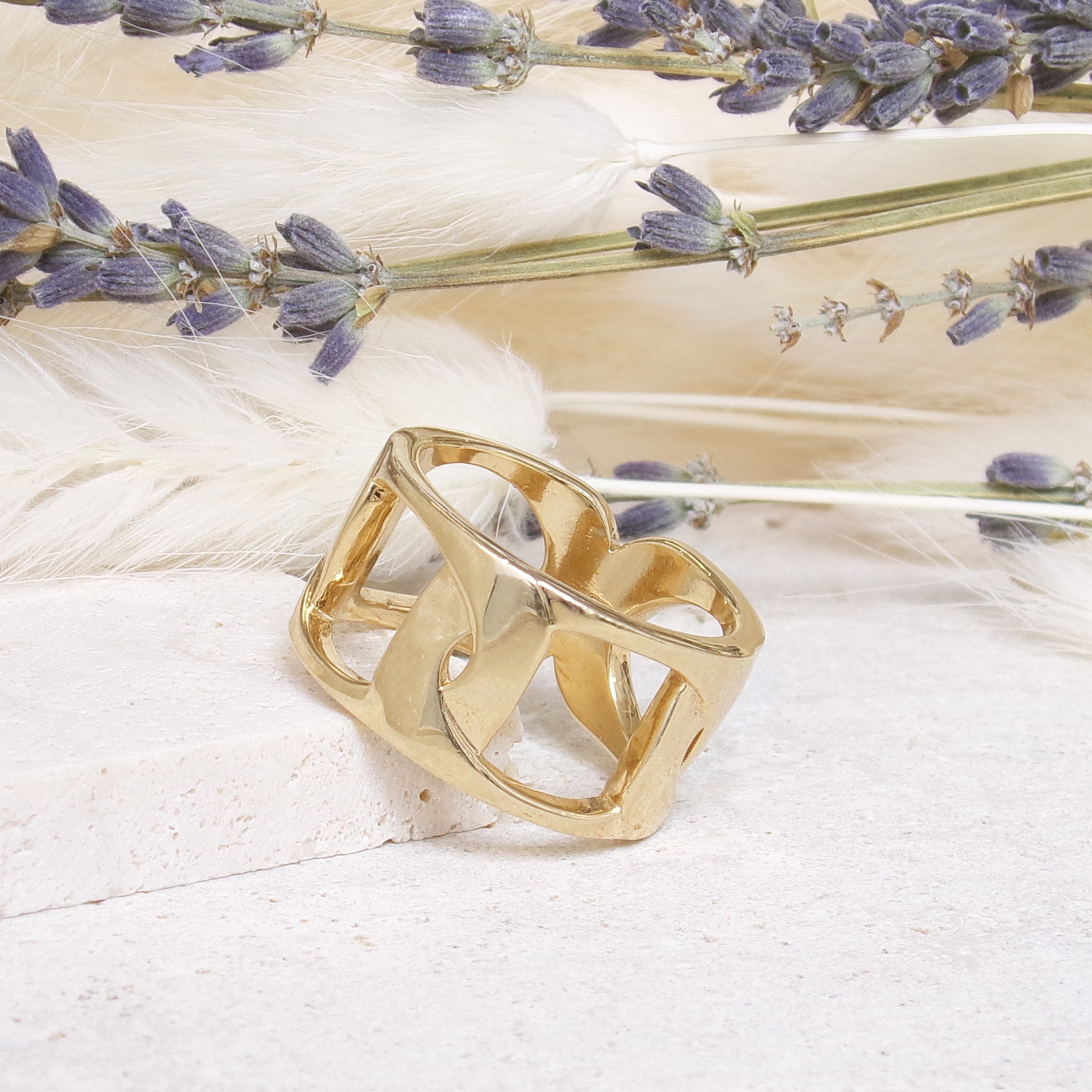 Diani ring openwork with geometric shapes gold-plated