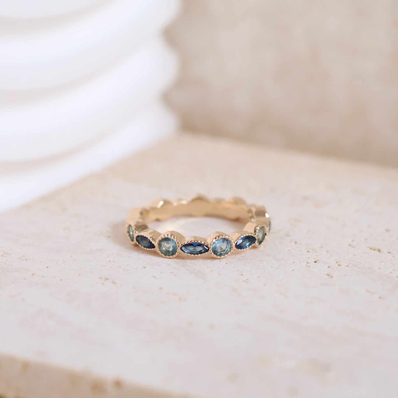 Nayasa feston band  ring with blue zircons gold plated