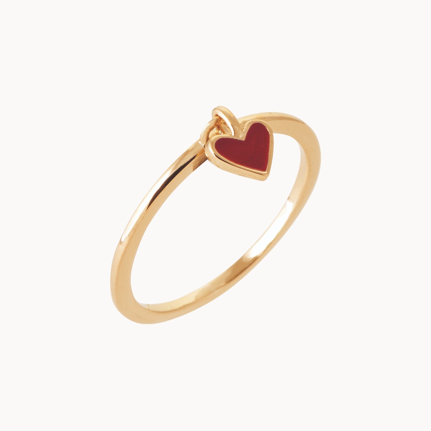 Clea red enamel heart ring gold plated