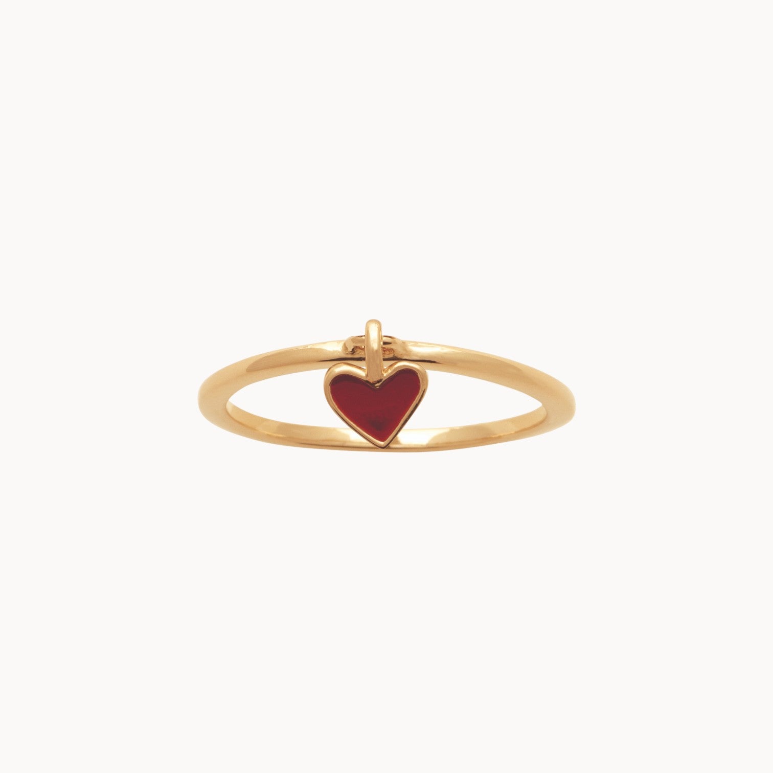 Clea red enamel heart ring gold plated