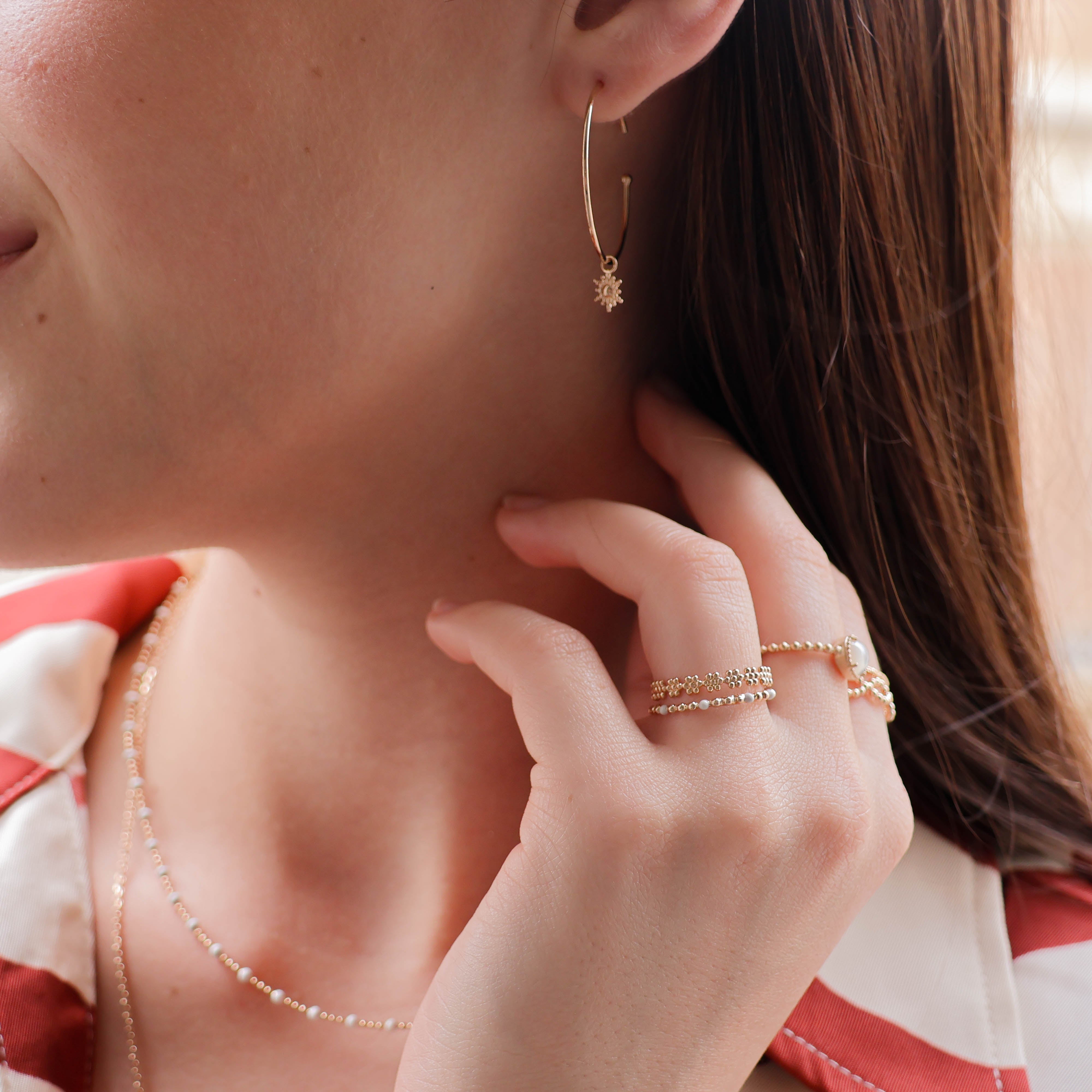 Flora ring with flower beads gold plated