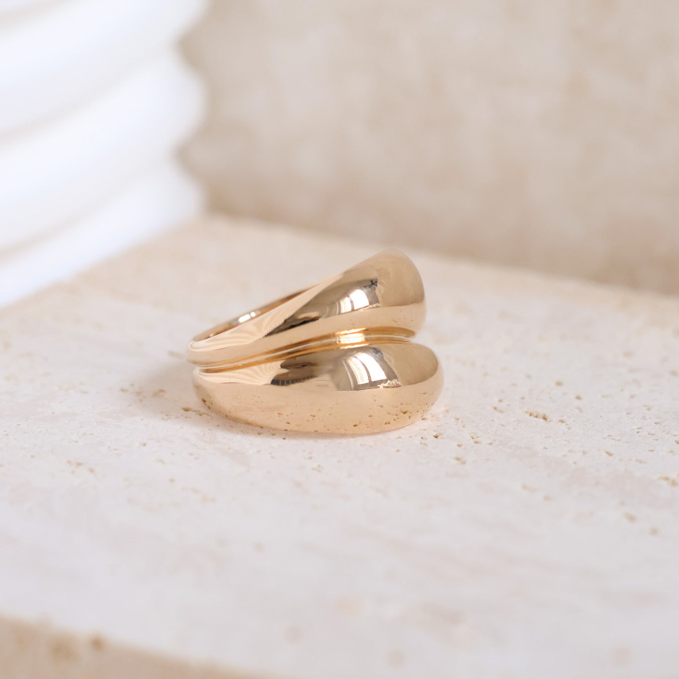 Hana ‘You & I’ wide ring gold plated