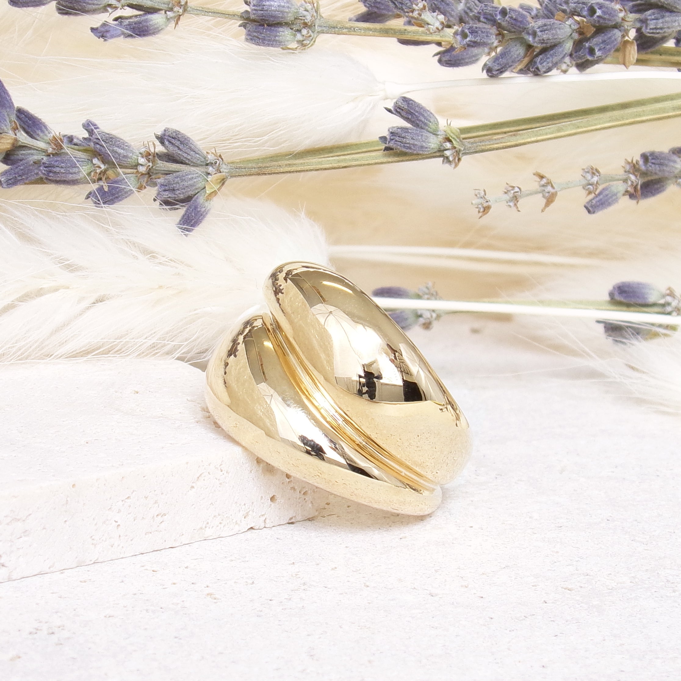 Hana ‘You & I’ wide ring gold plated