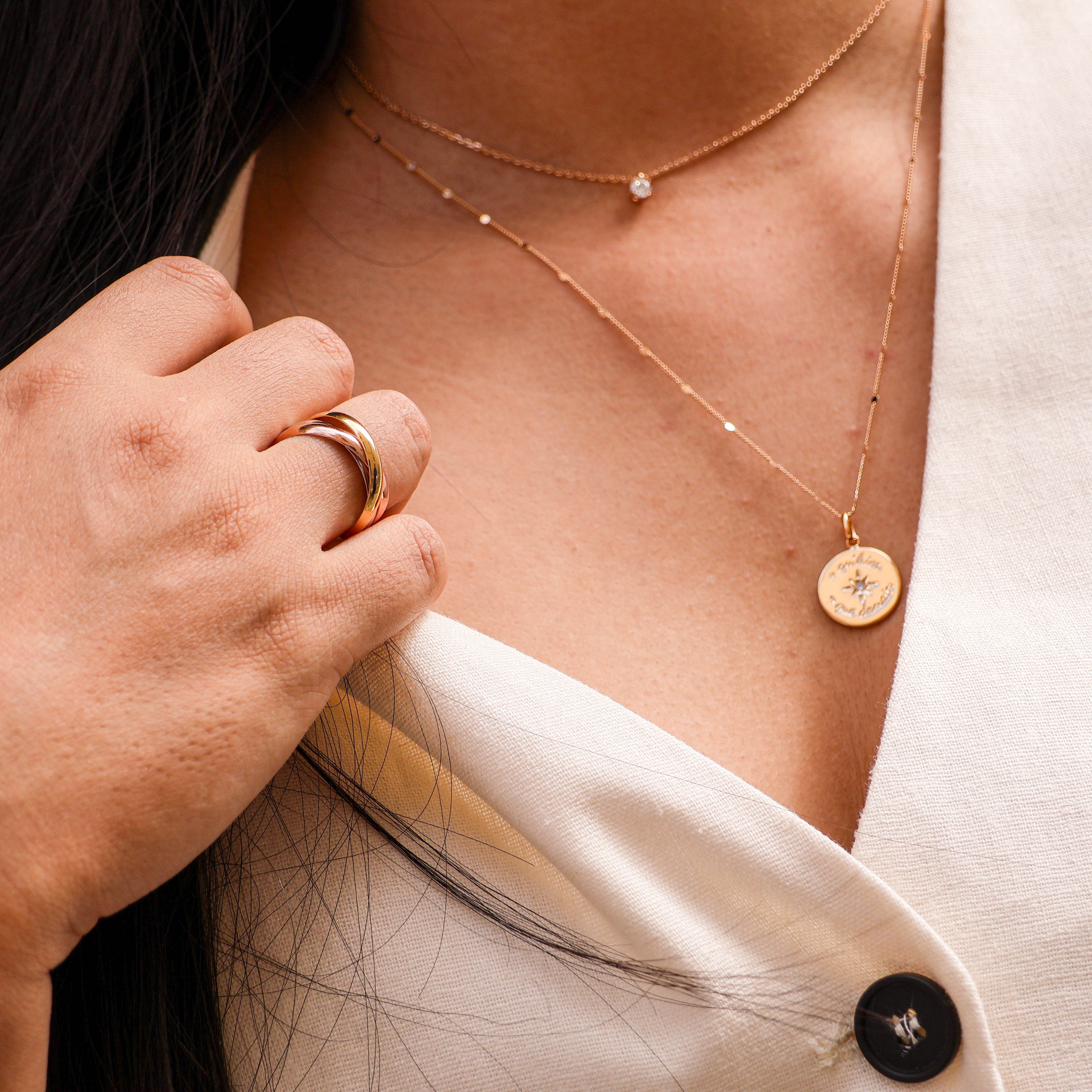 Santa triple engagement ring gold plated