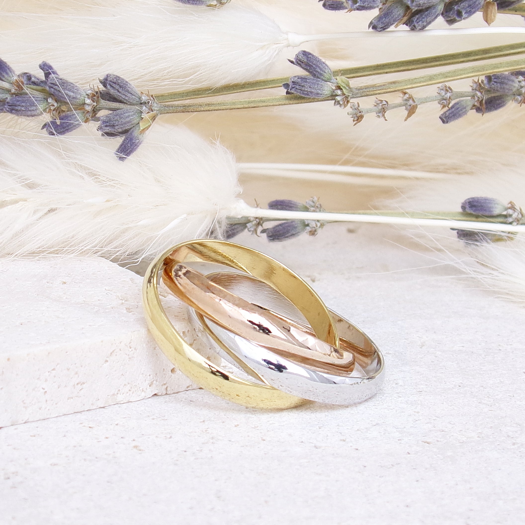 Santa triple engagement ring gold plated