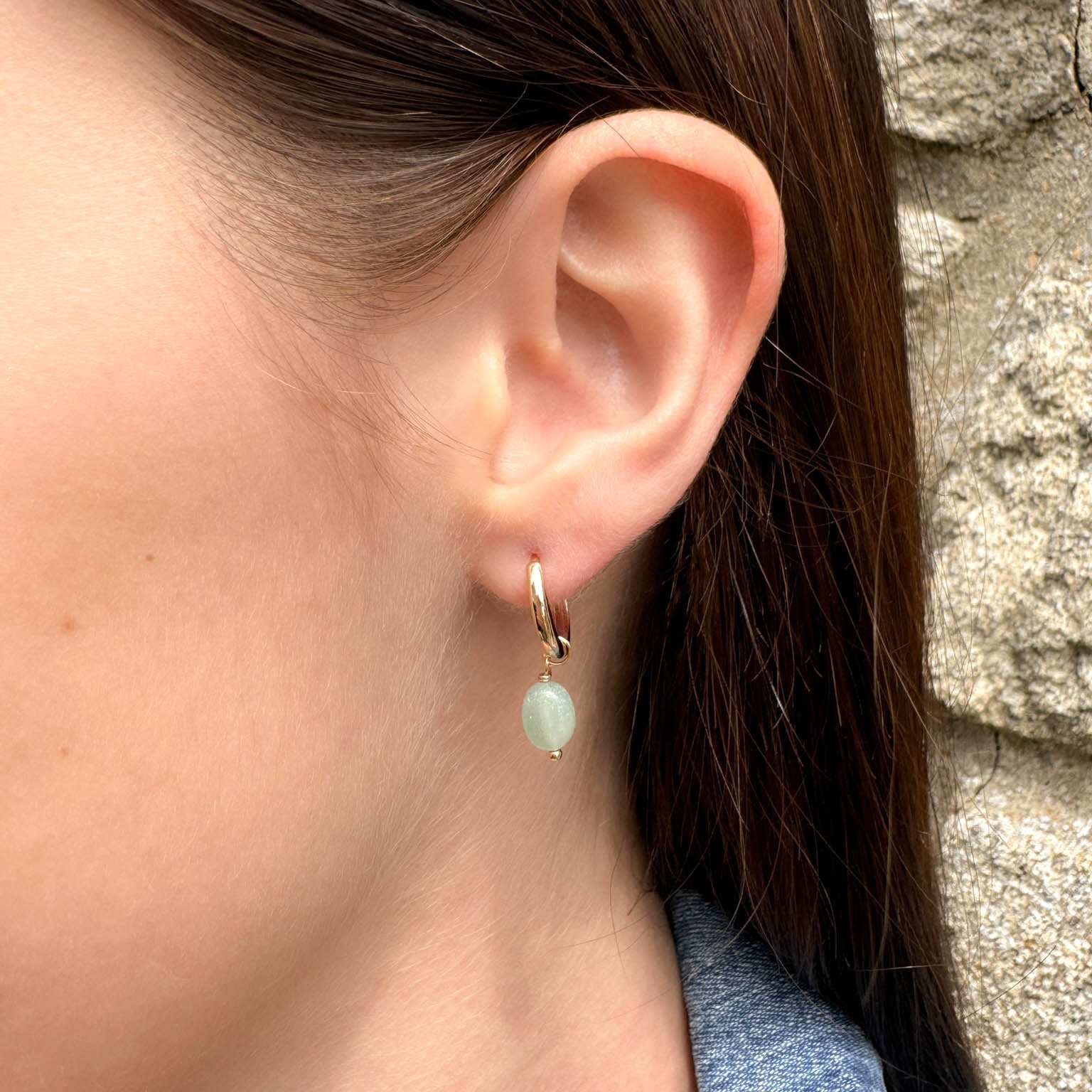 Cora dangling earrings green Amazonite gold-plated