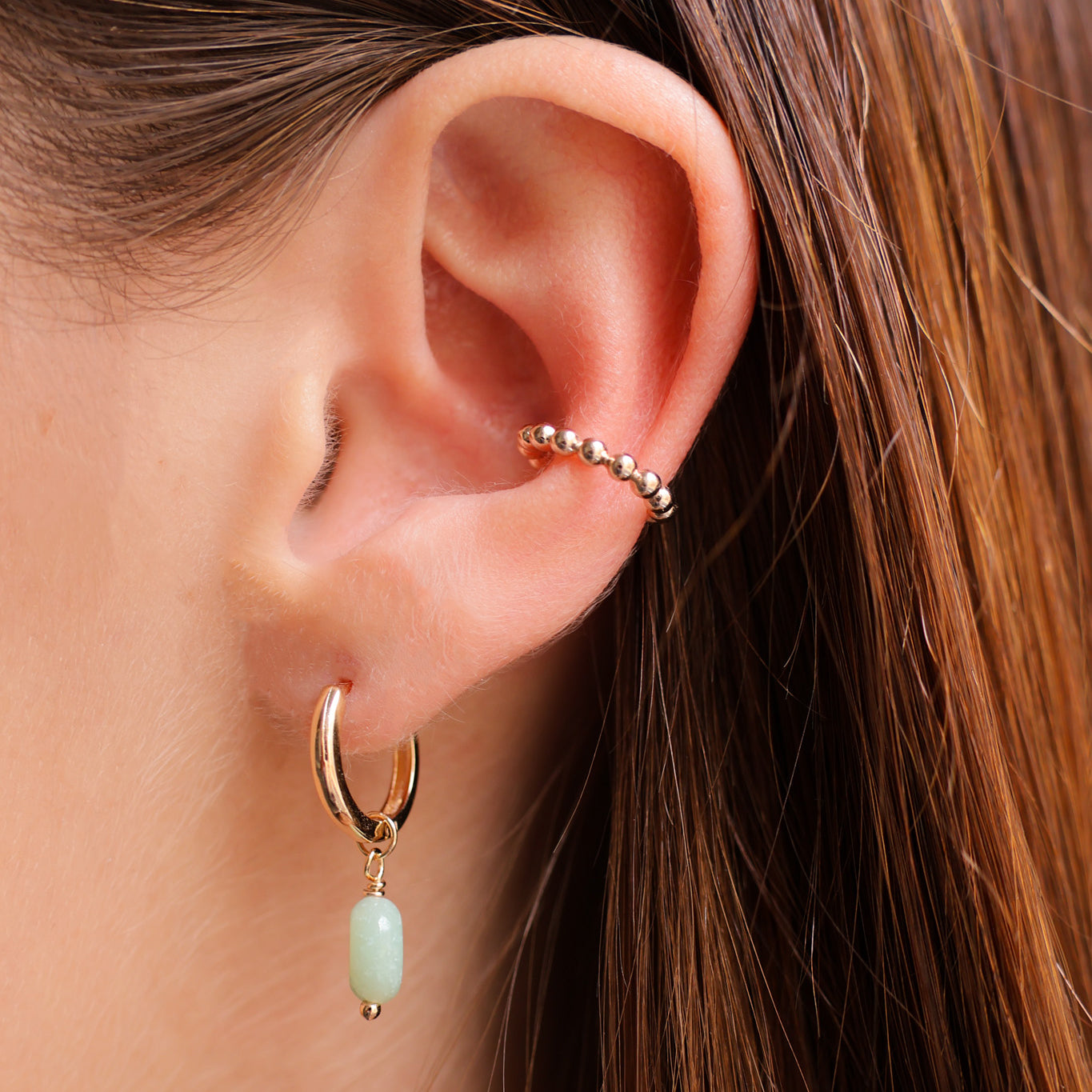 Cora drop earrings green quartzite gold-plated