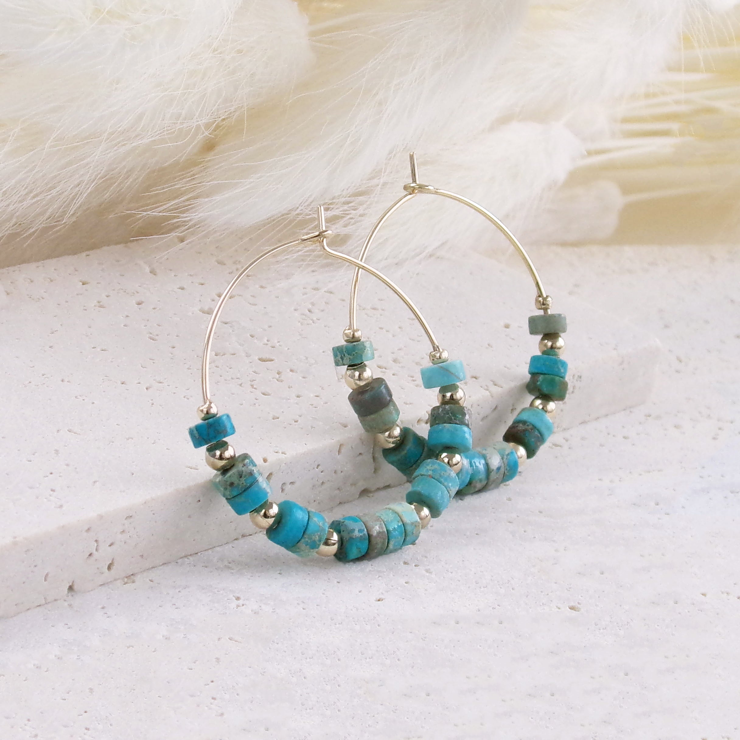 Lima hoop earrings blue Jasper gold-plated