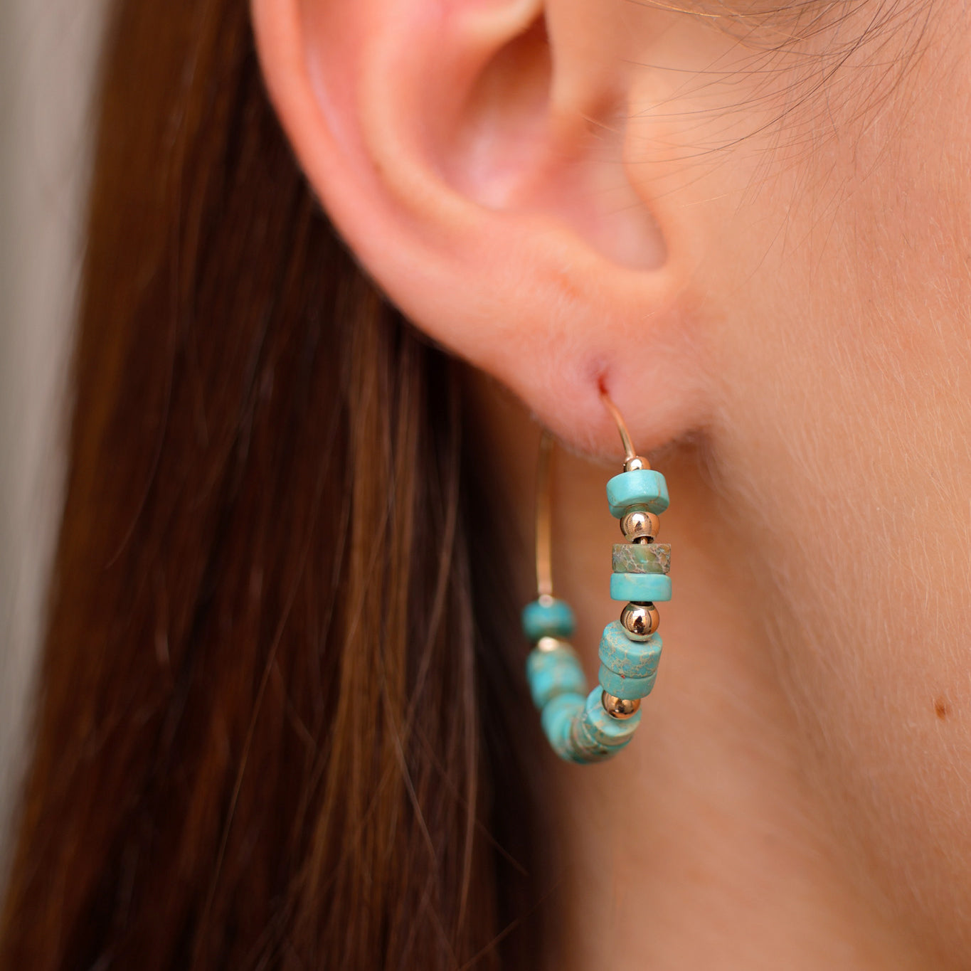 Lima hoop earrings blue Jasper gold-plated