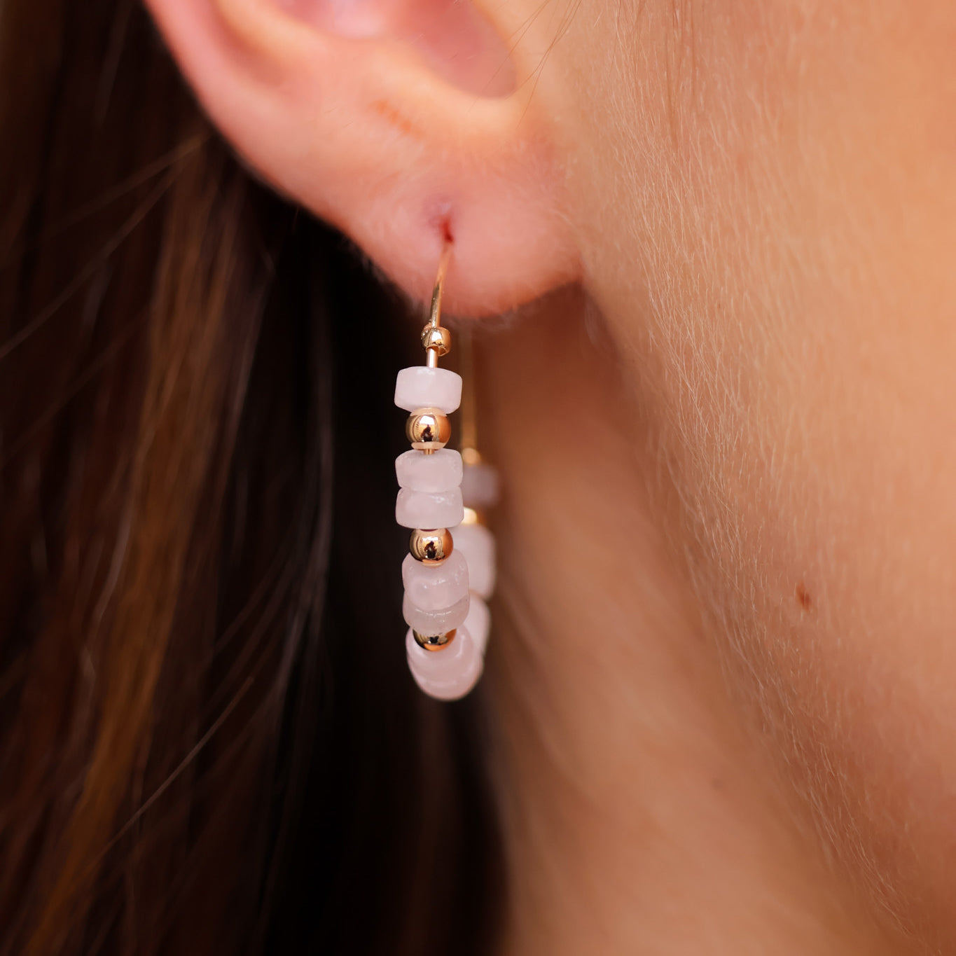 Lima hoop earrings rose quartz gold-plated