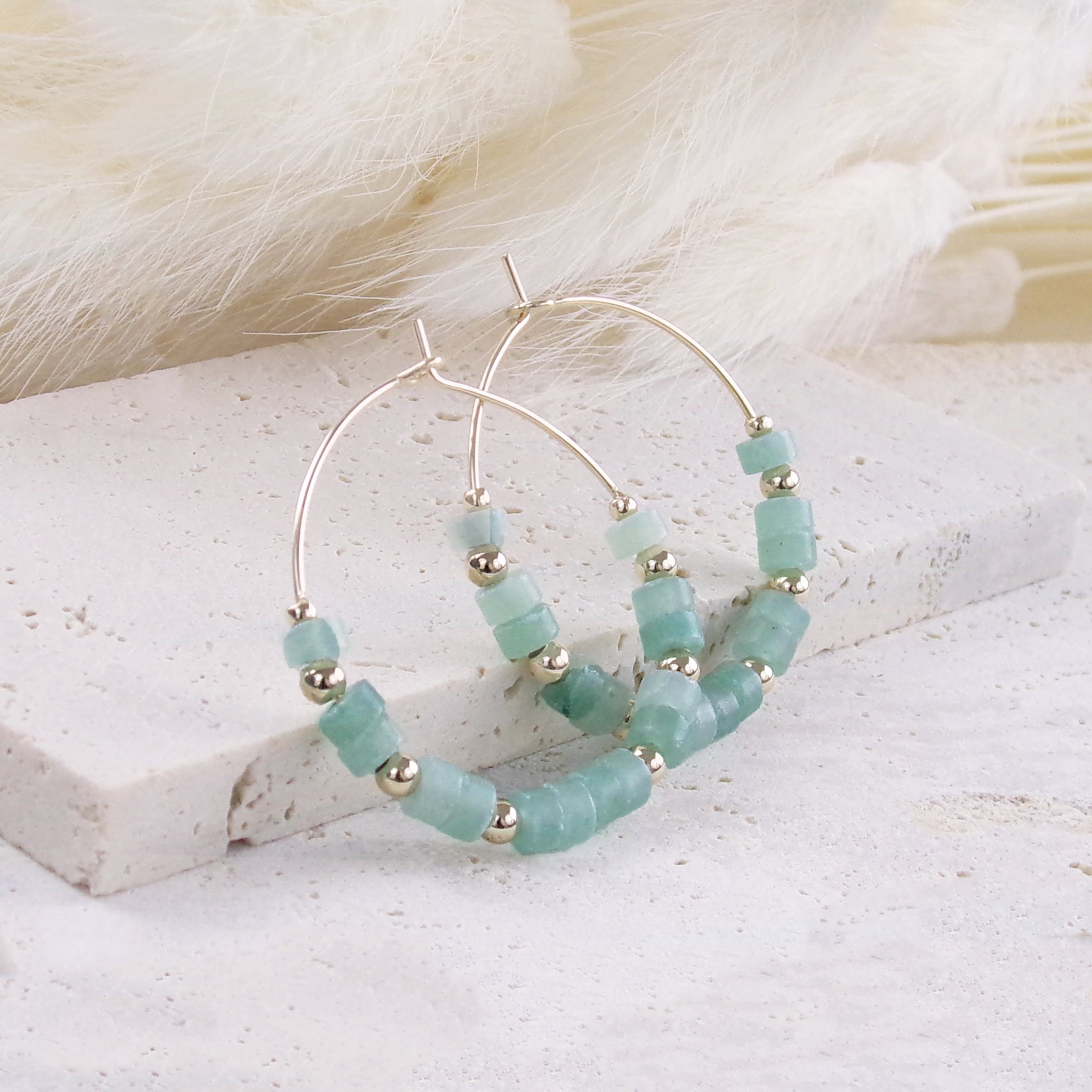 Lima hoop earrings green quartzite gold-plated
