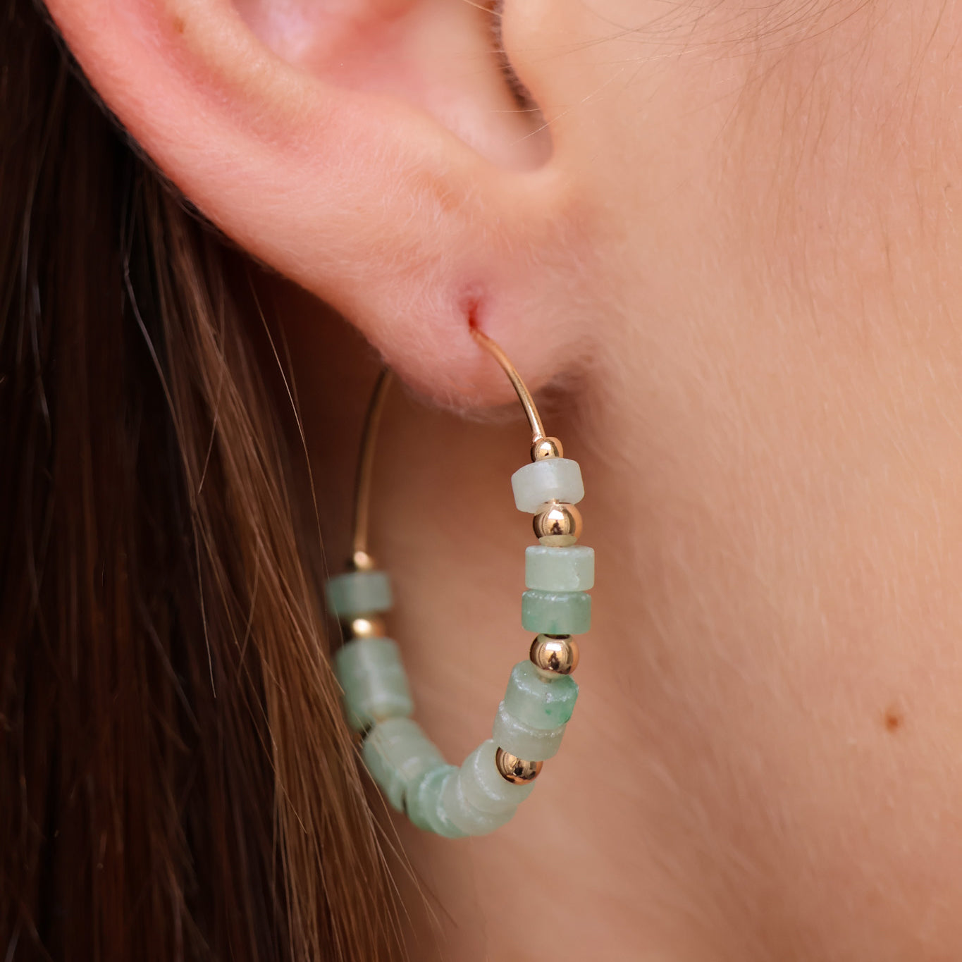 Lima hoop earrings green quartzite gold-plated