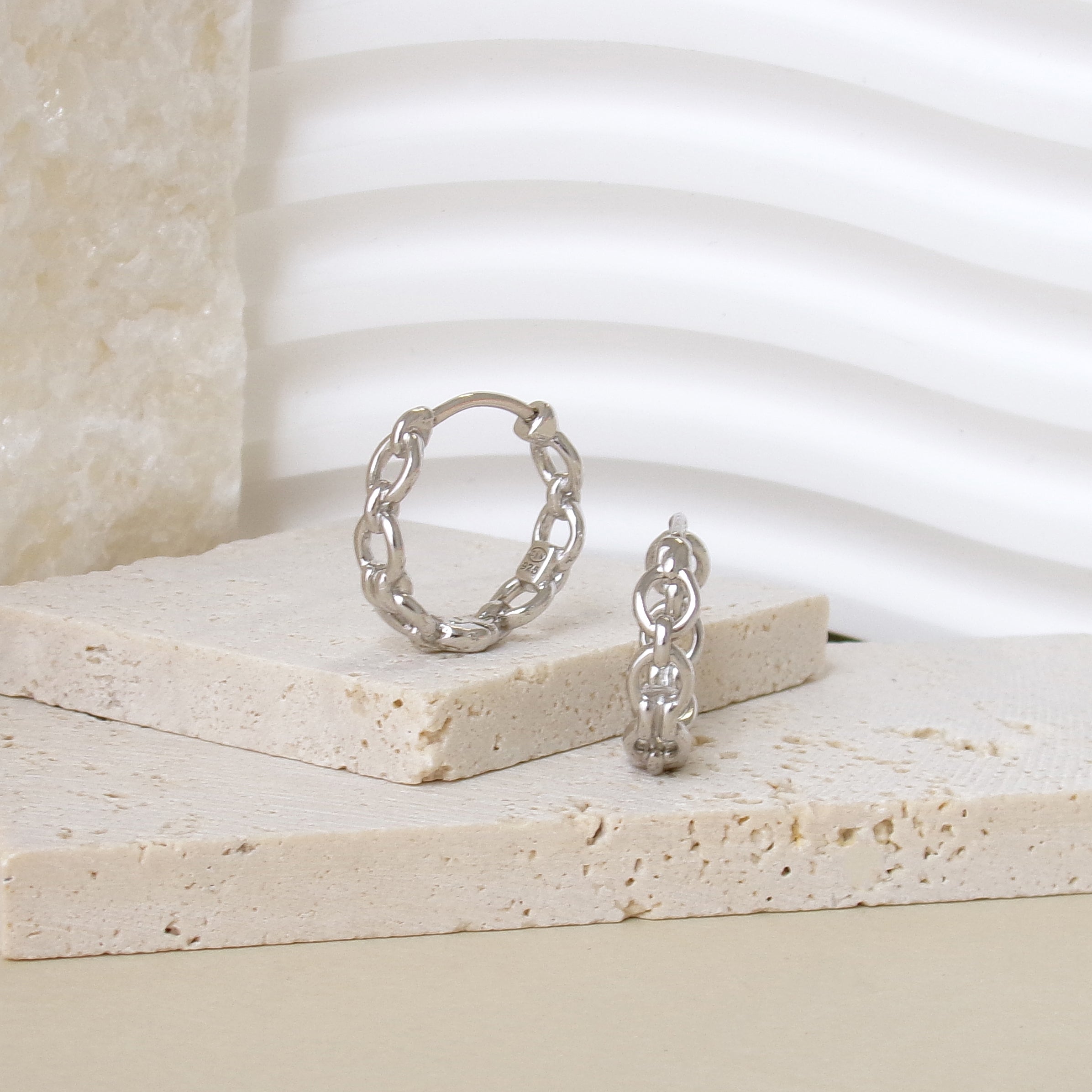 Dina hoop earrings chain link sterling silver