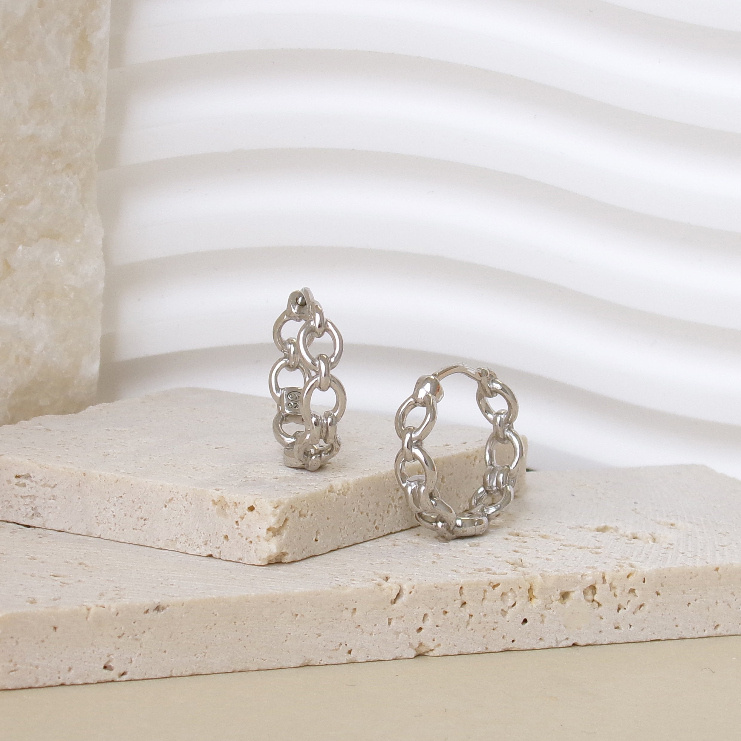 Dina hoop earrings chain link sterling silver