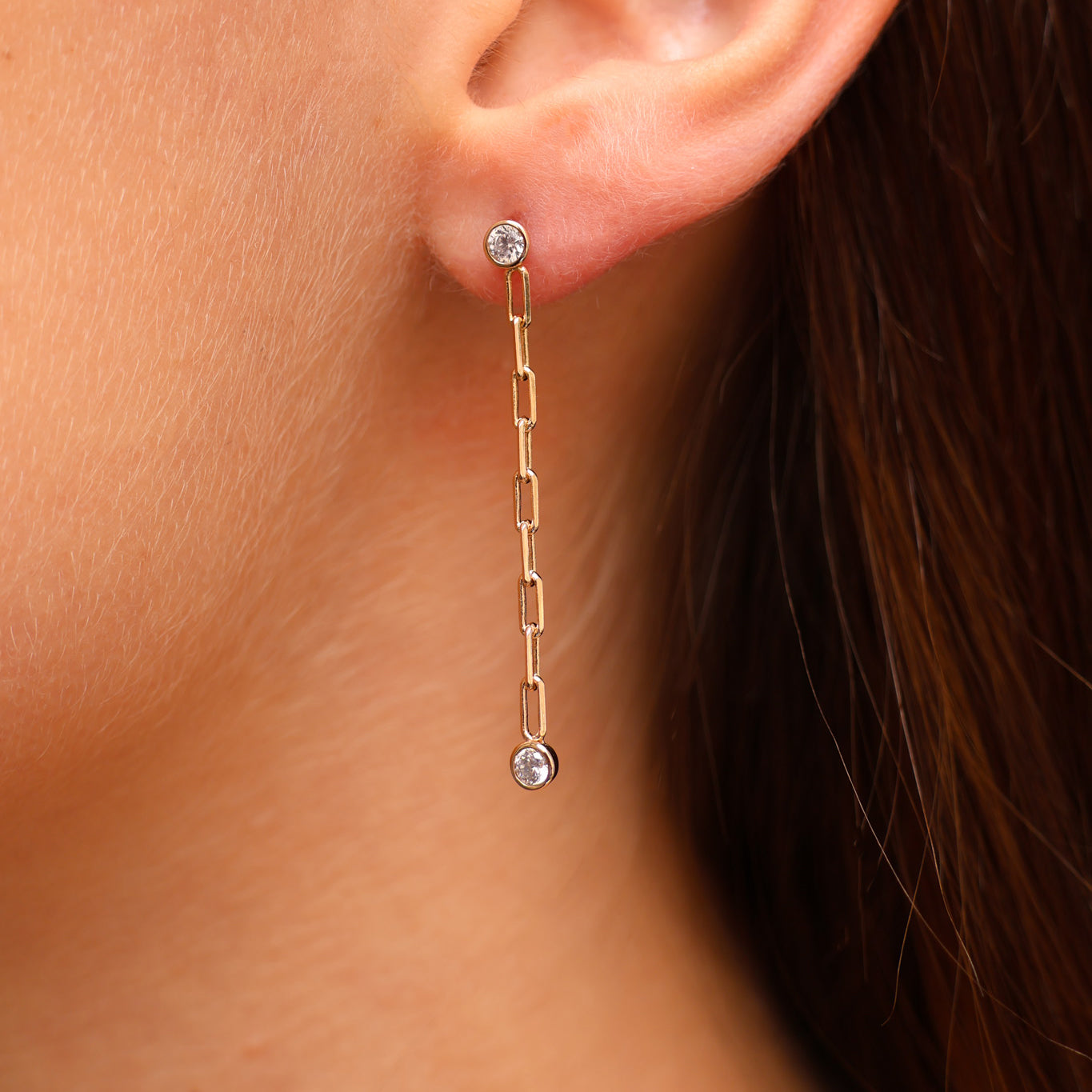 Almeria dangling earrings trombone mesh with zircons gold plated