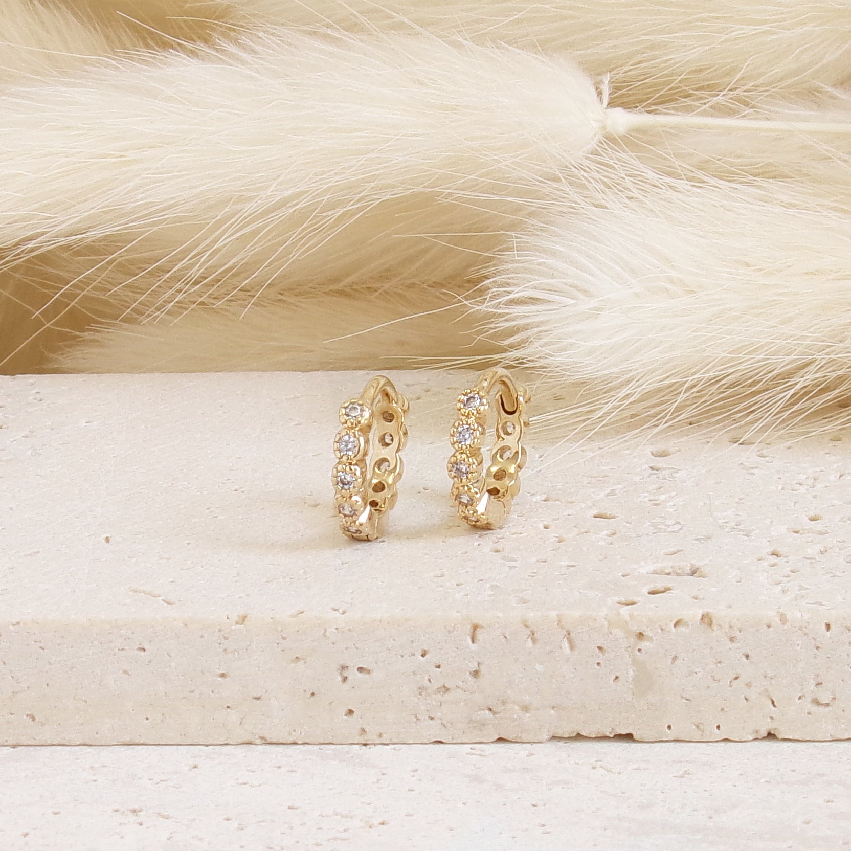 Juna hoop earrings zircons gold-plated