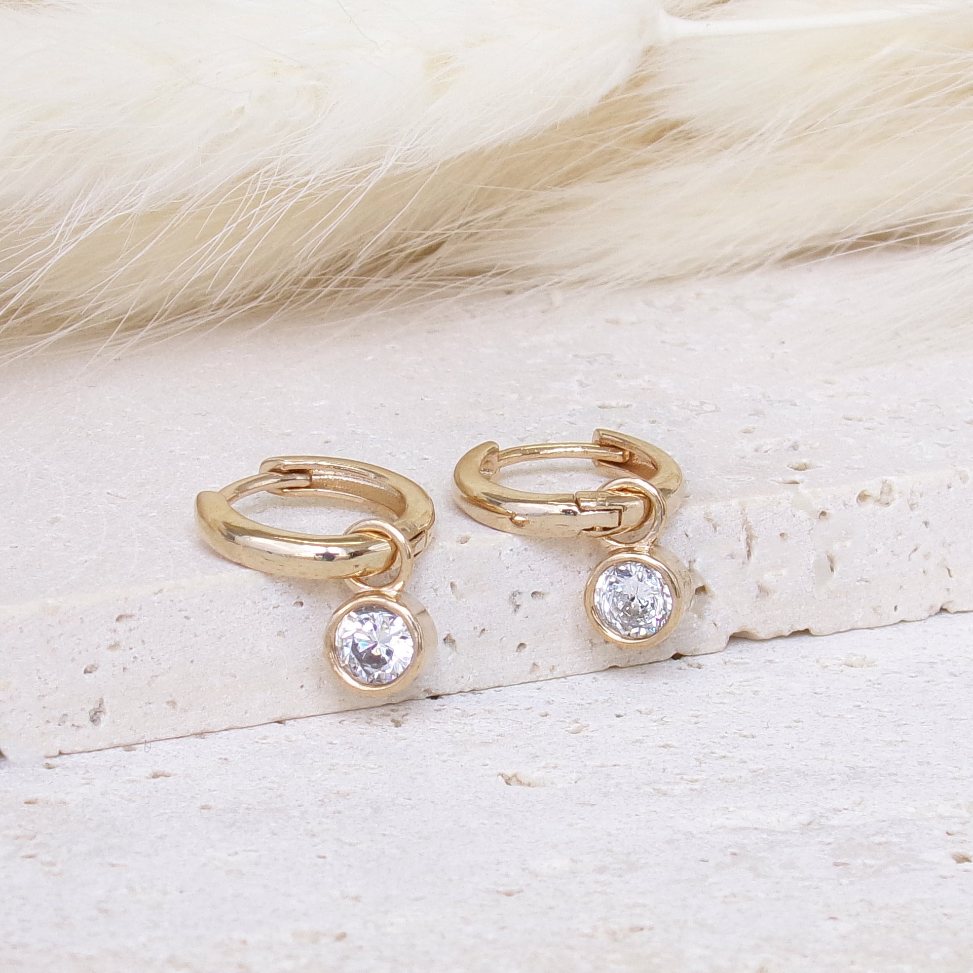 Misaki mini hoop earrings with zircons gold-plated