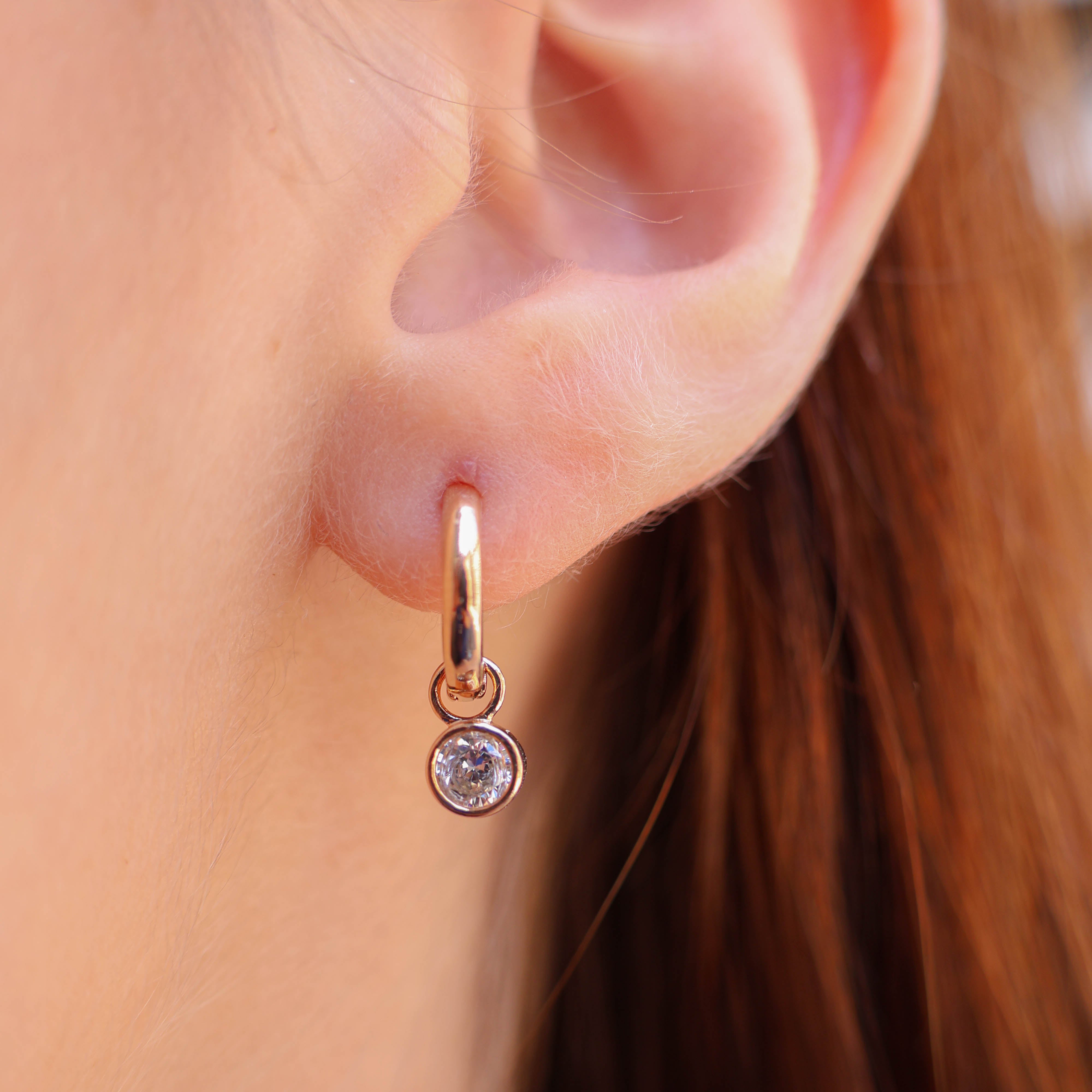 Misaki mini hoop earrings with zircons gold-plated