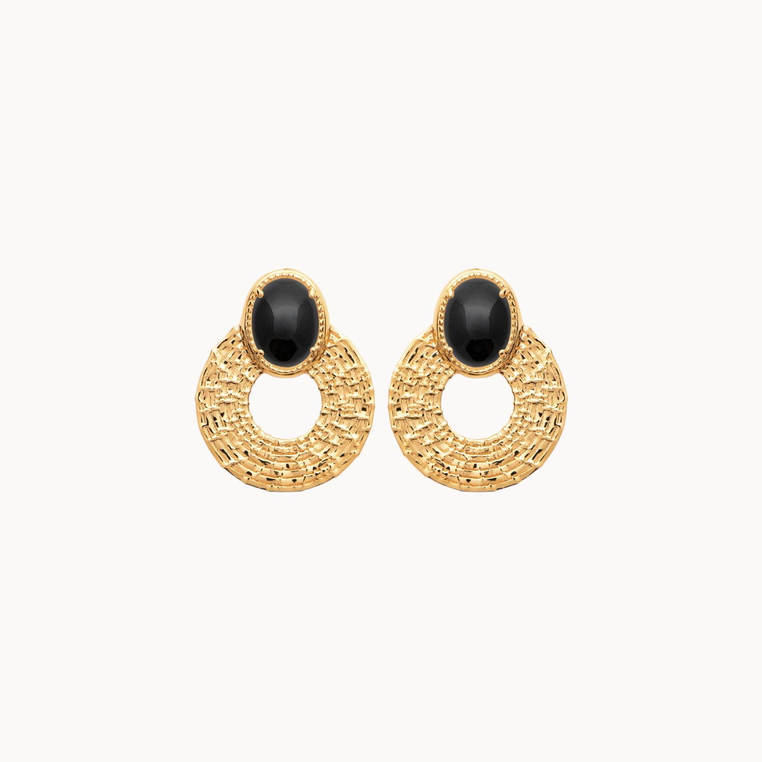 Naroa earrings black agate gold-plated