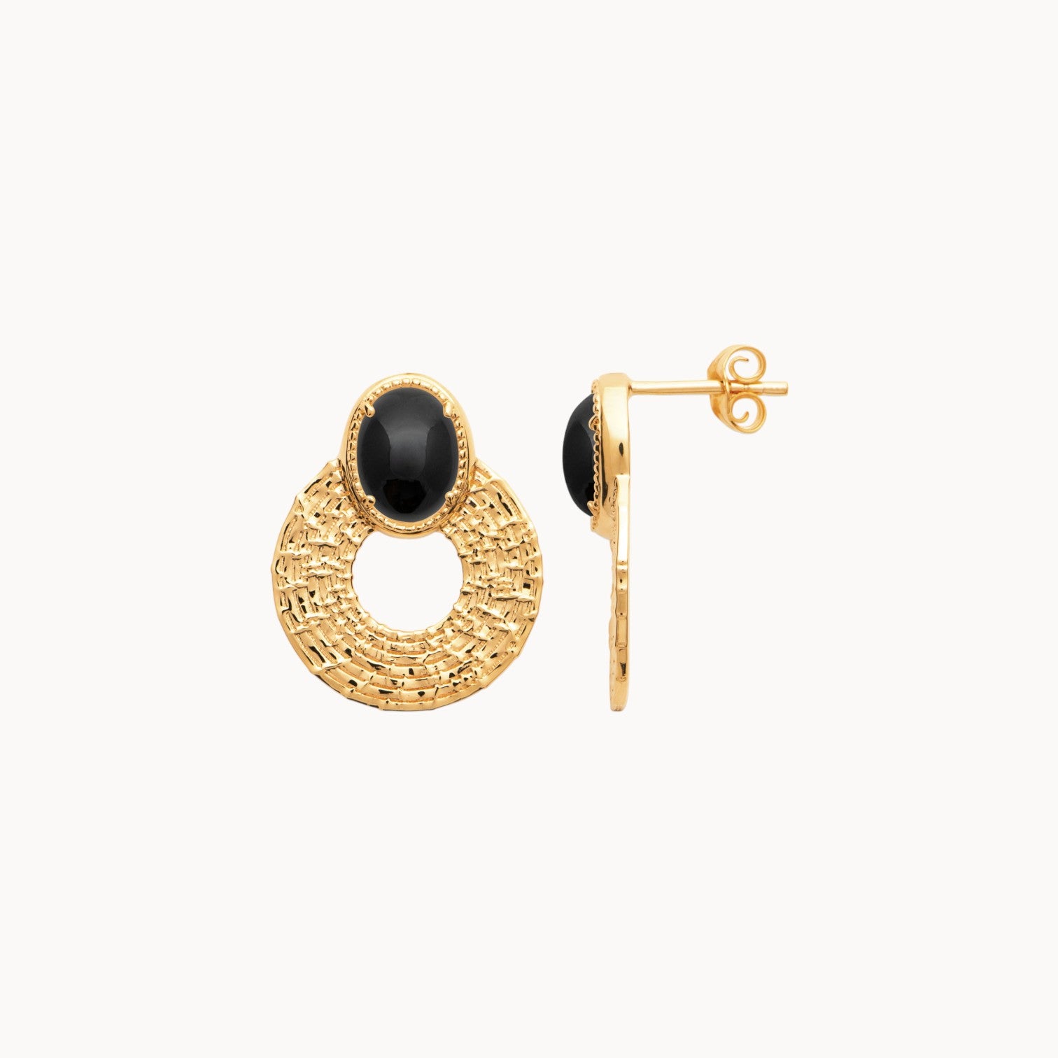 Naroa earrings black agate gold-plated