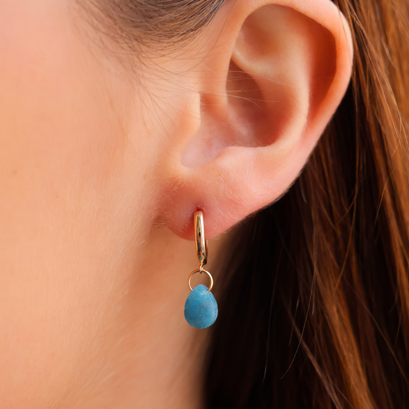 Malaya hoop earrings blue apatite gold-plated