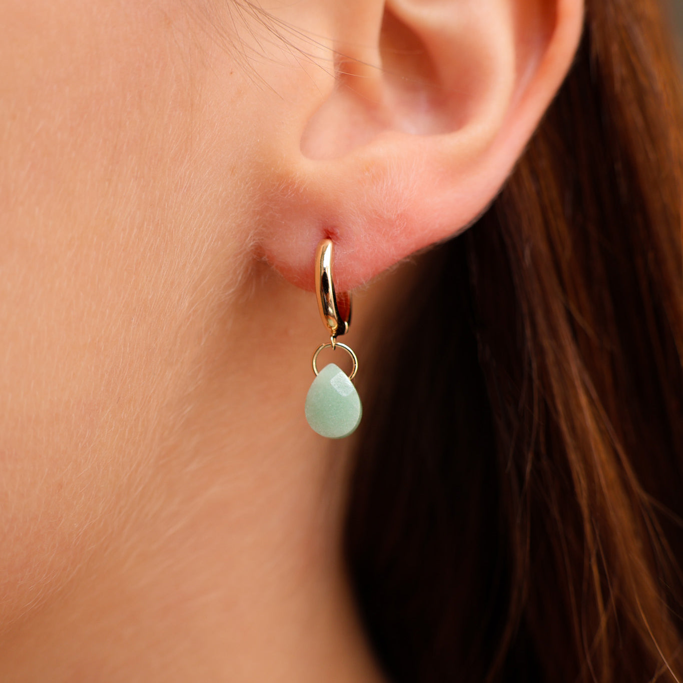 Malaya hoop earrings green aventurine gold-plated