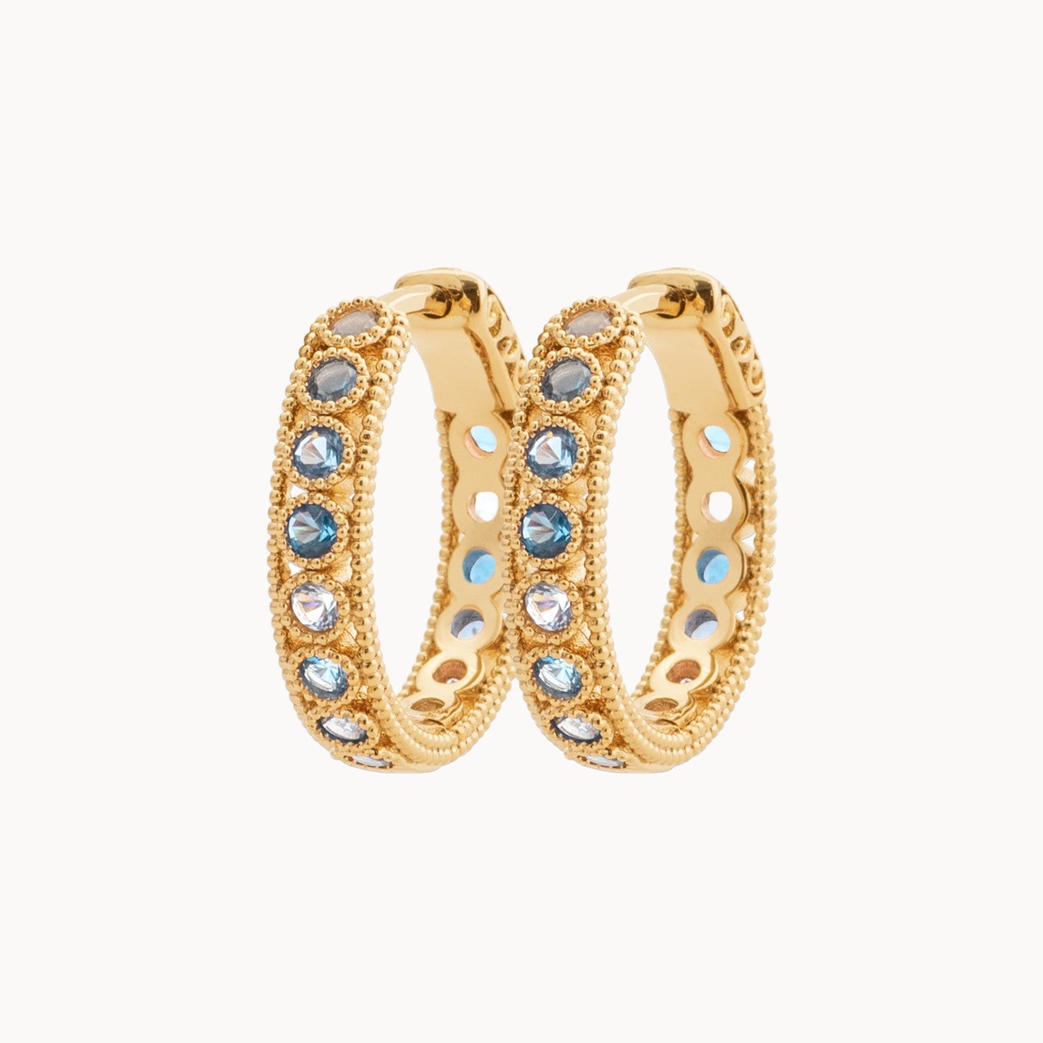 Créoles Riva oxydes bleus 19mm plaqué or