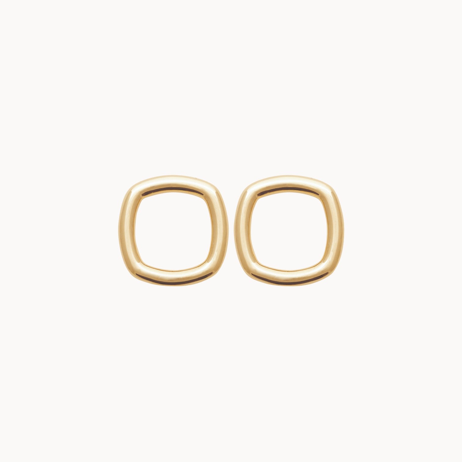 Gold-plated rounded square geometric earrings