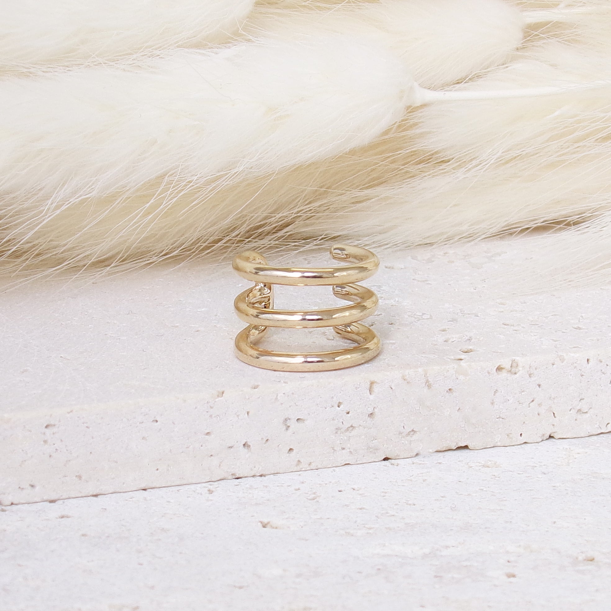 Nissana earcuff earring triple row gold-plated