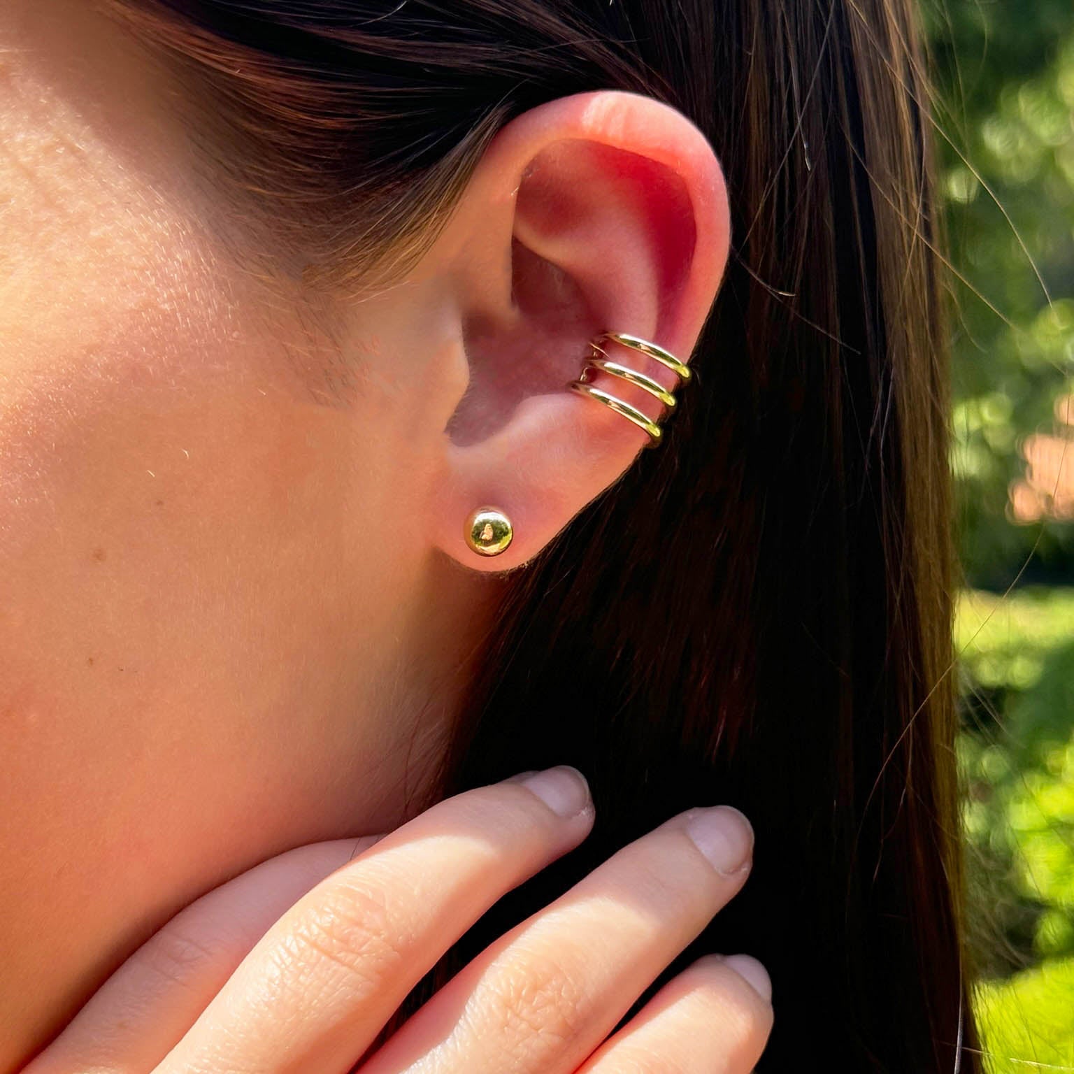 Nissana earcuff earring triple row gold-plated