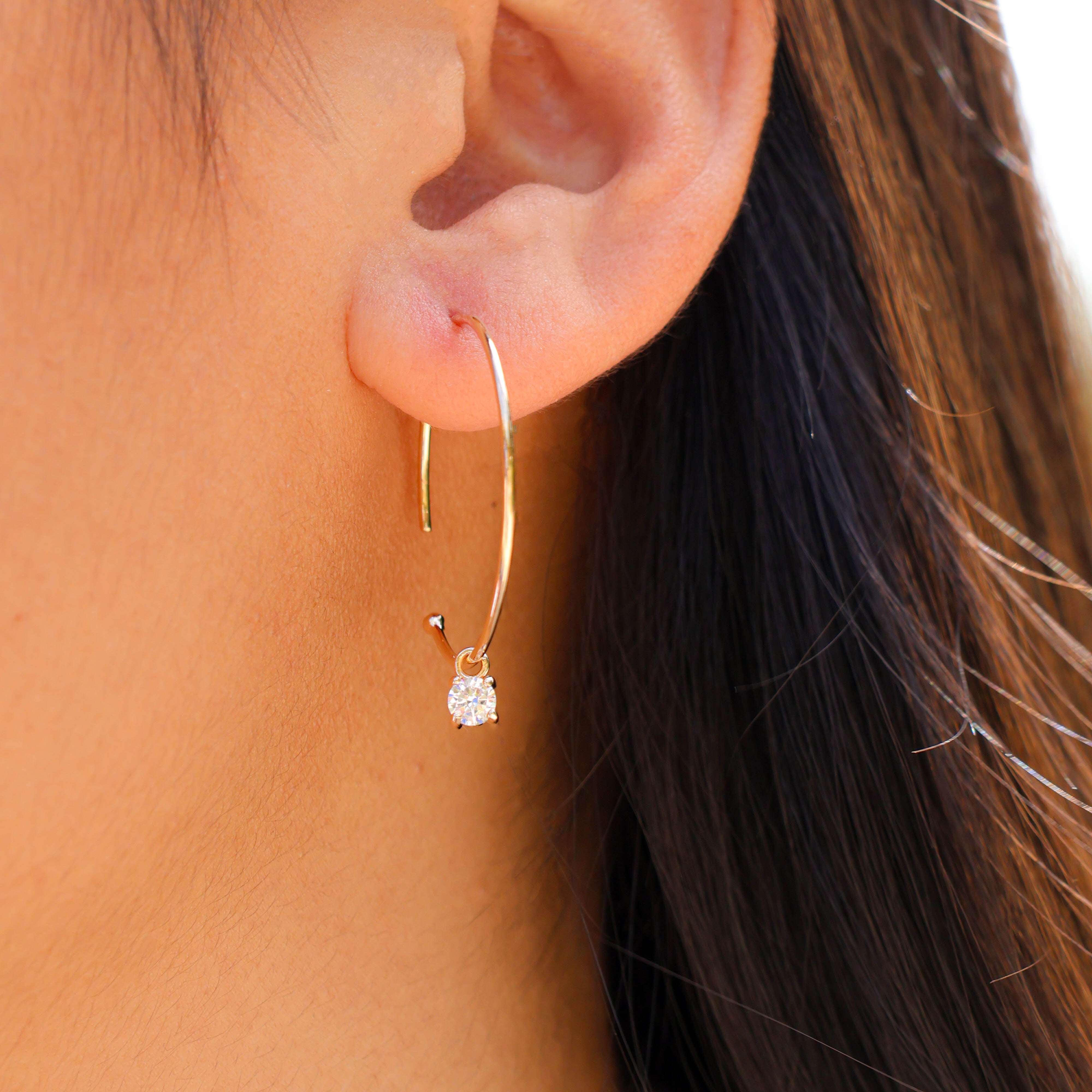 Bella hoop earrings with zircon tassel gold-plated