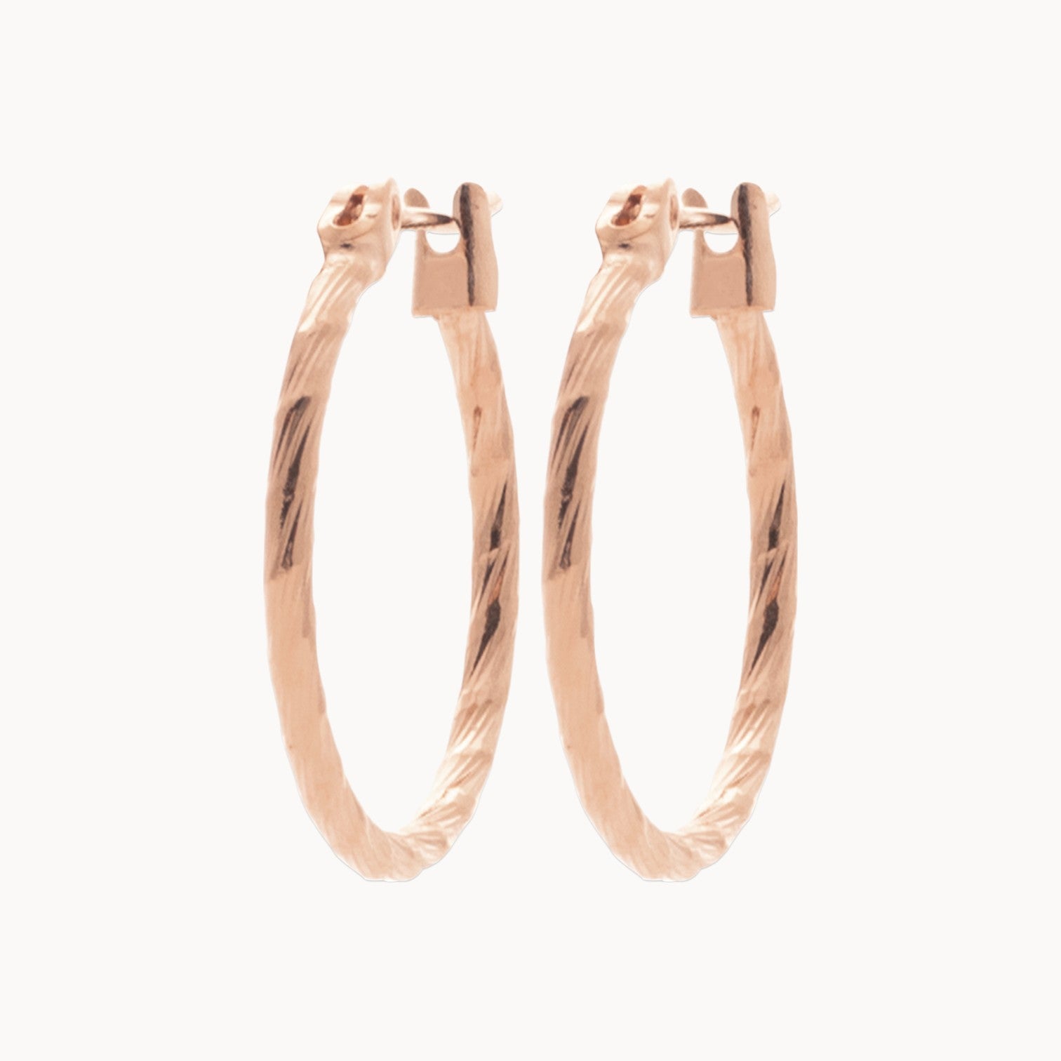 Sofia hoop earrings 20mm striated rose gold-plated