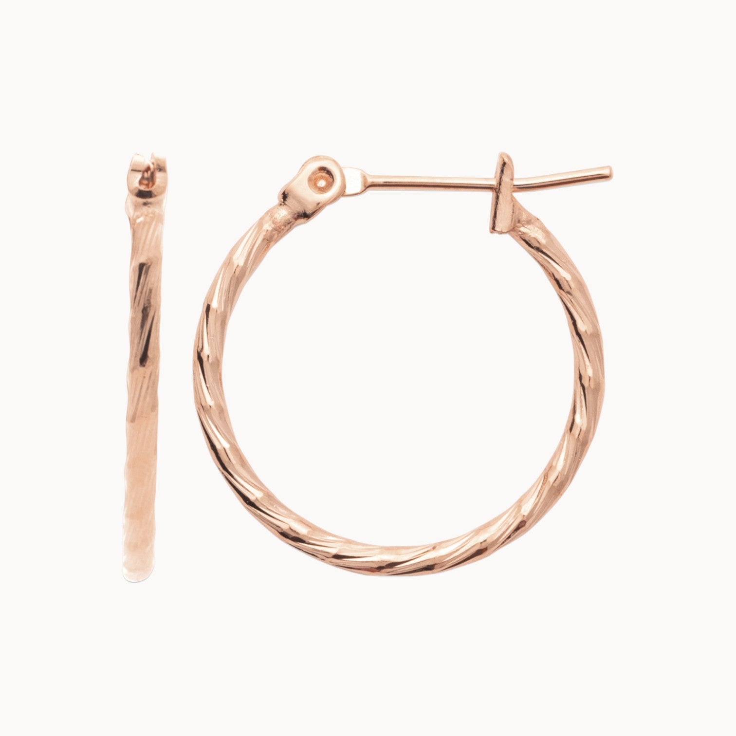Sofia hoop earrings 20mm striated rose gold-plated