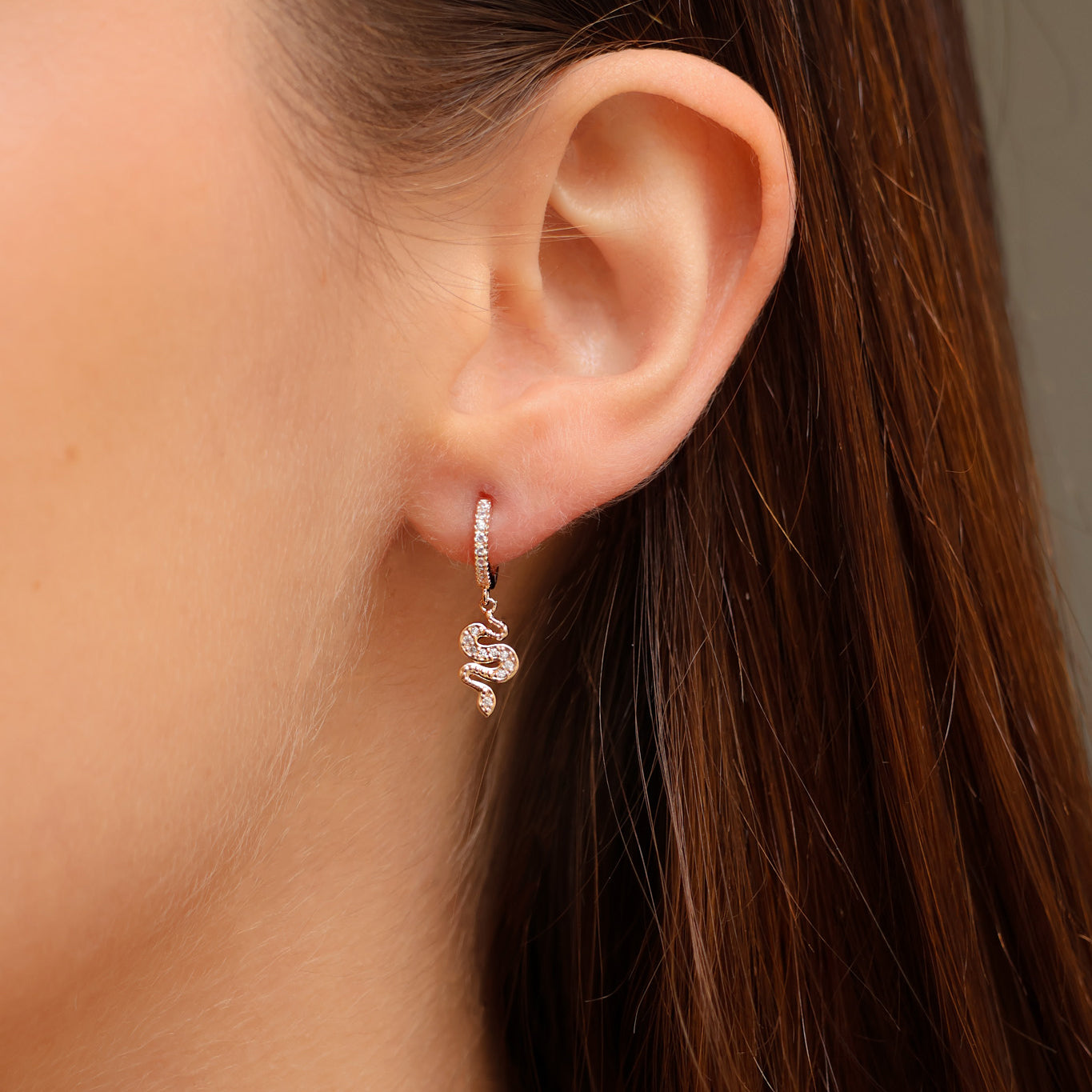 Sila mini hoop earrings snake tassel and zircons gold-plated