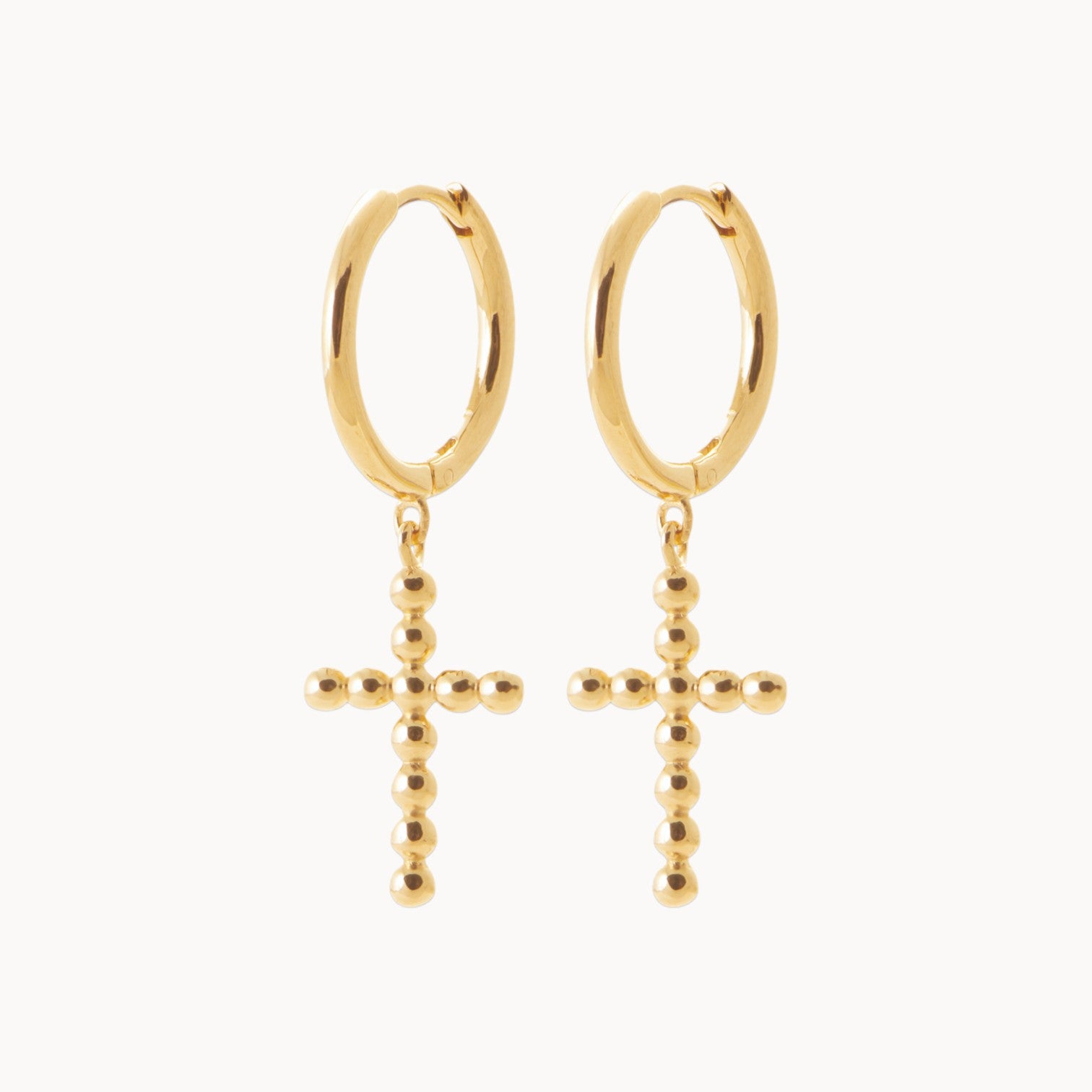 Fara hoop earrings beaded cross gold-plated