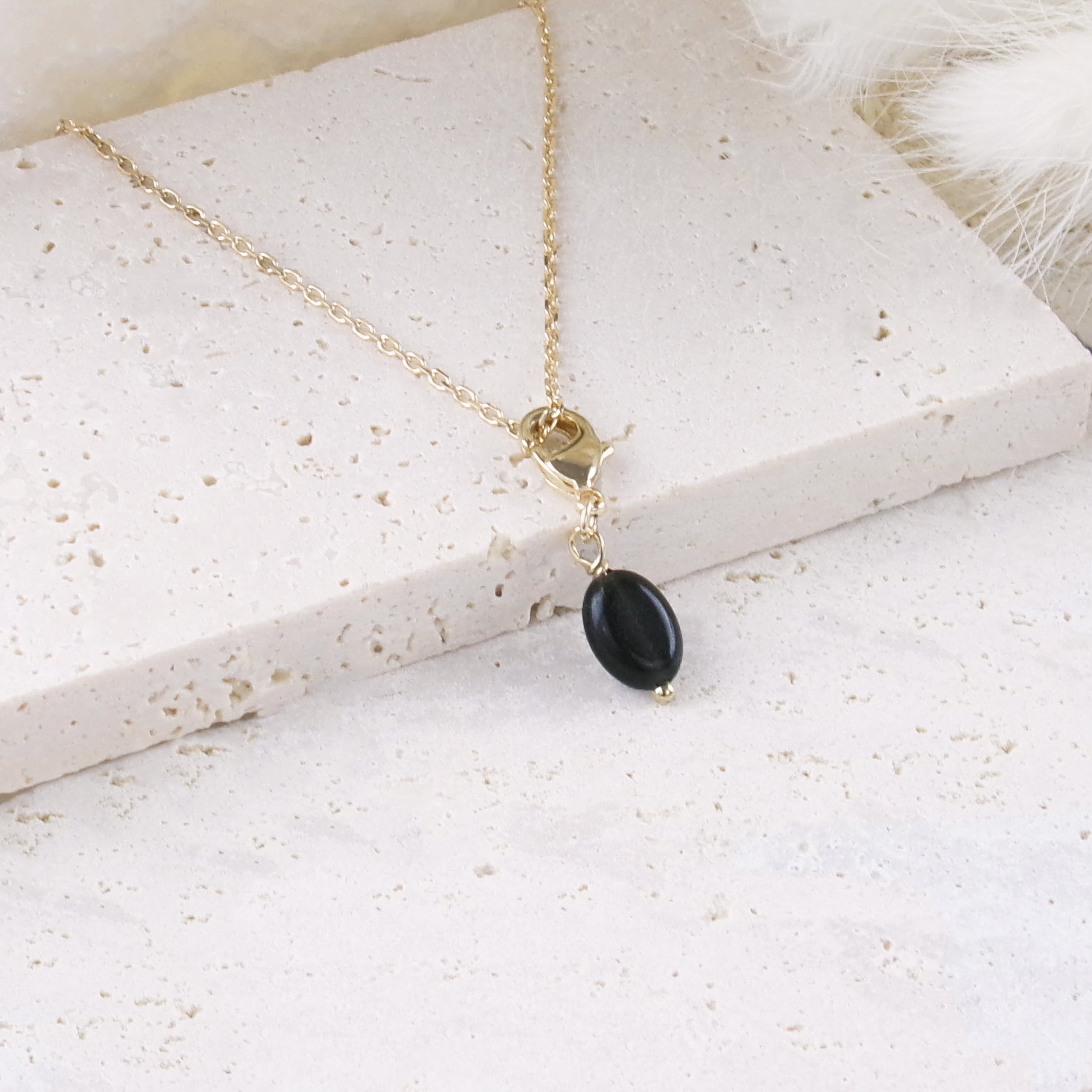 Black Obsidian charm gold-plated