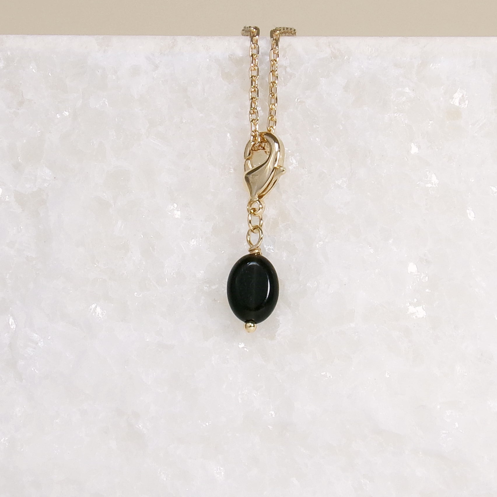 Black Obsidian charm gold-plated