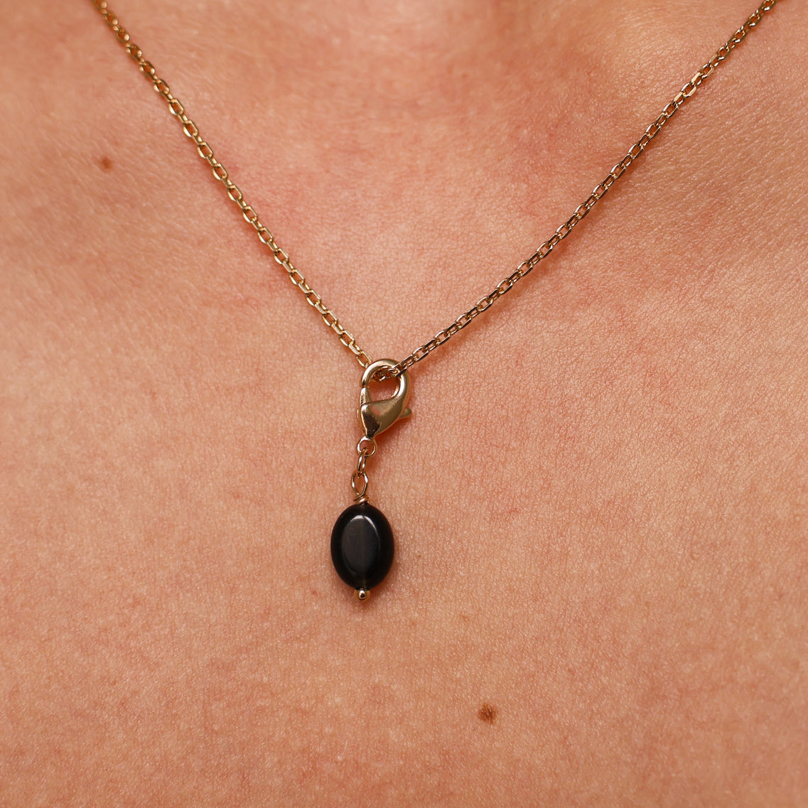Black Obsidian charm gold-plated