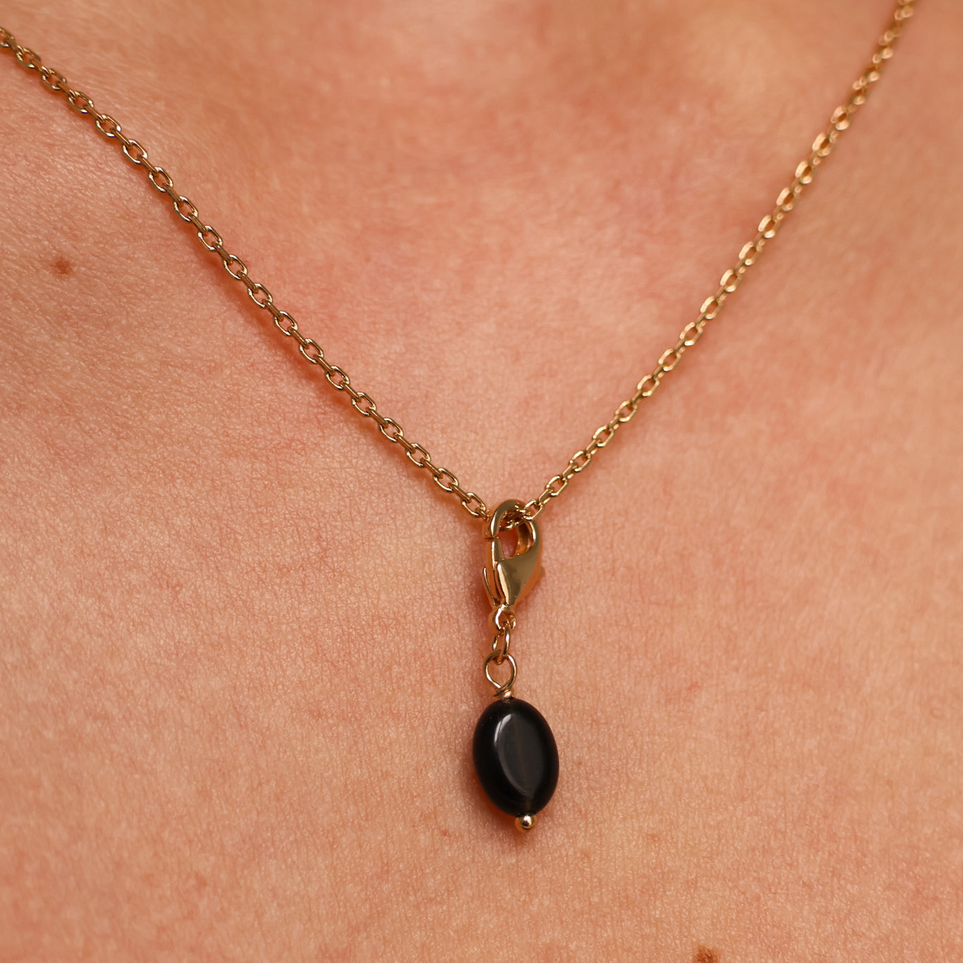 Black Obsidian charm gold-plated