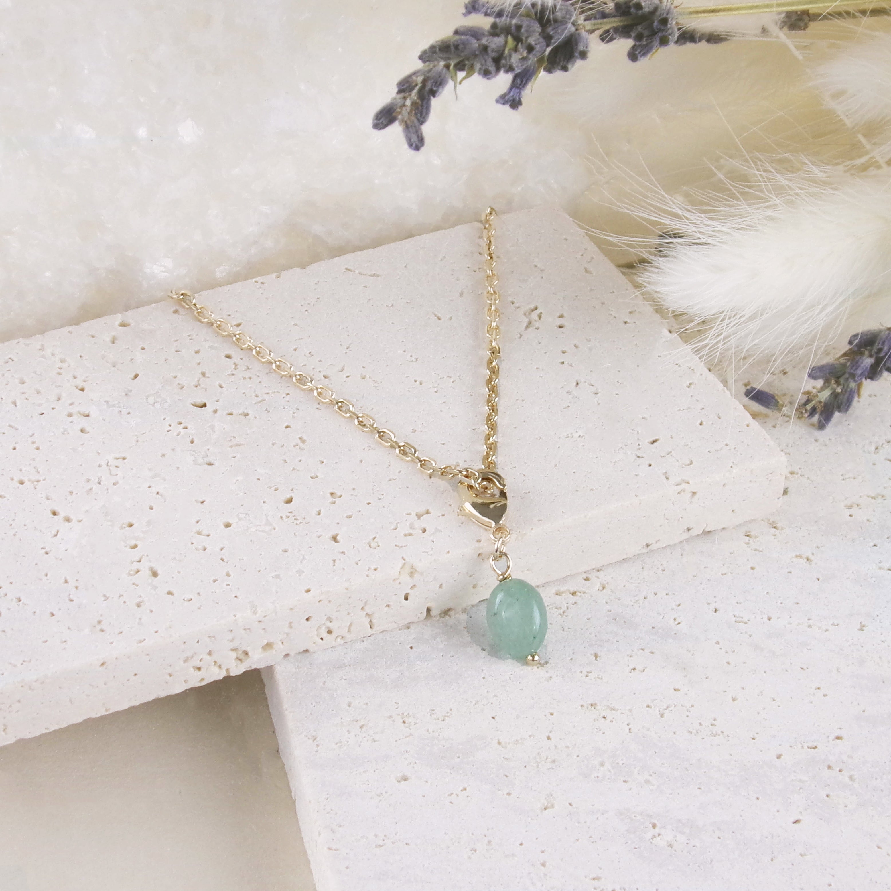 Green Quartzite charm gold-plated