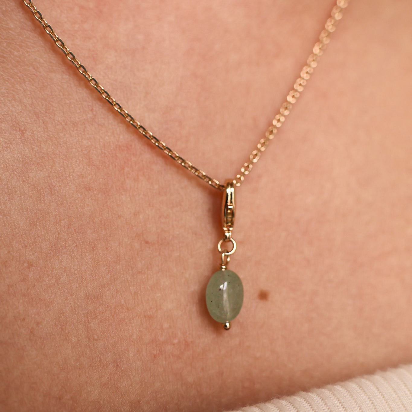 Green Quartzite charm gold-plated