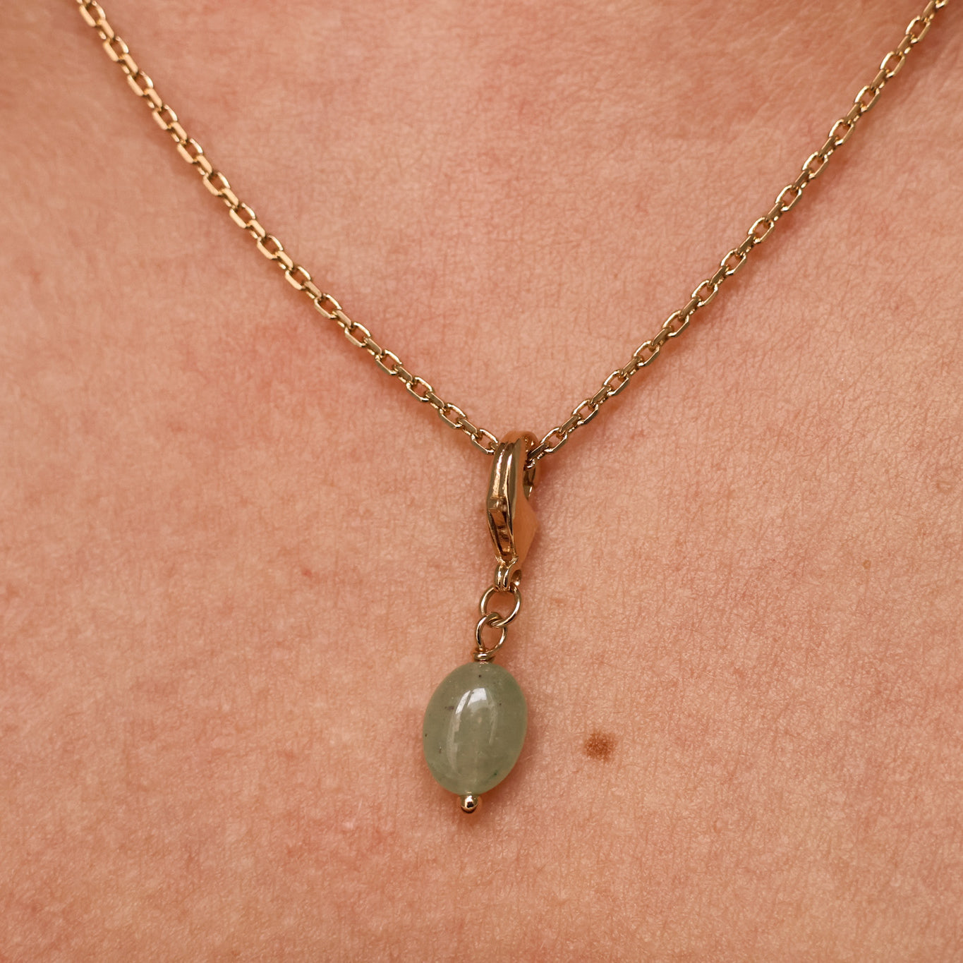 Green Quartzite charm gold-plated