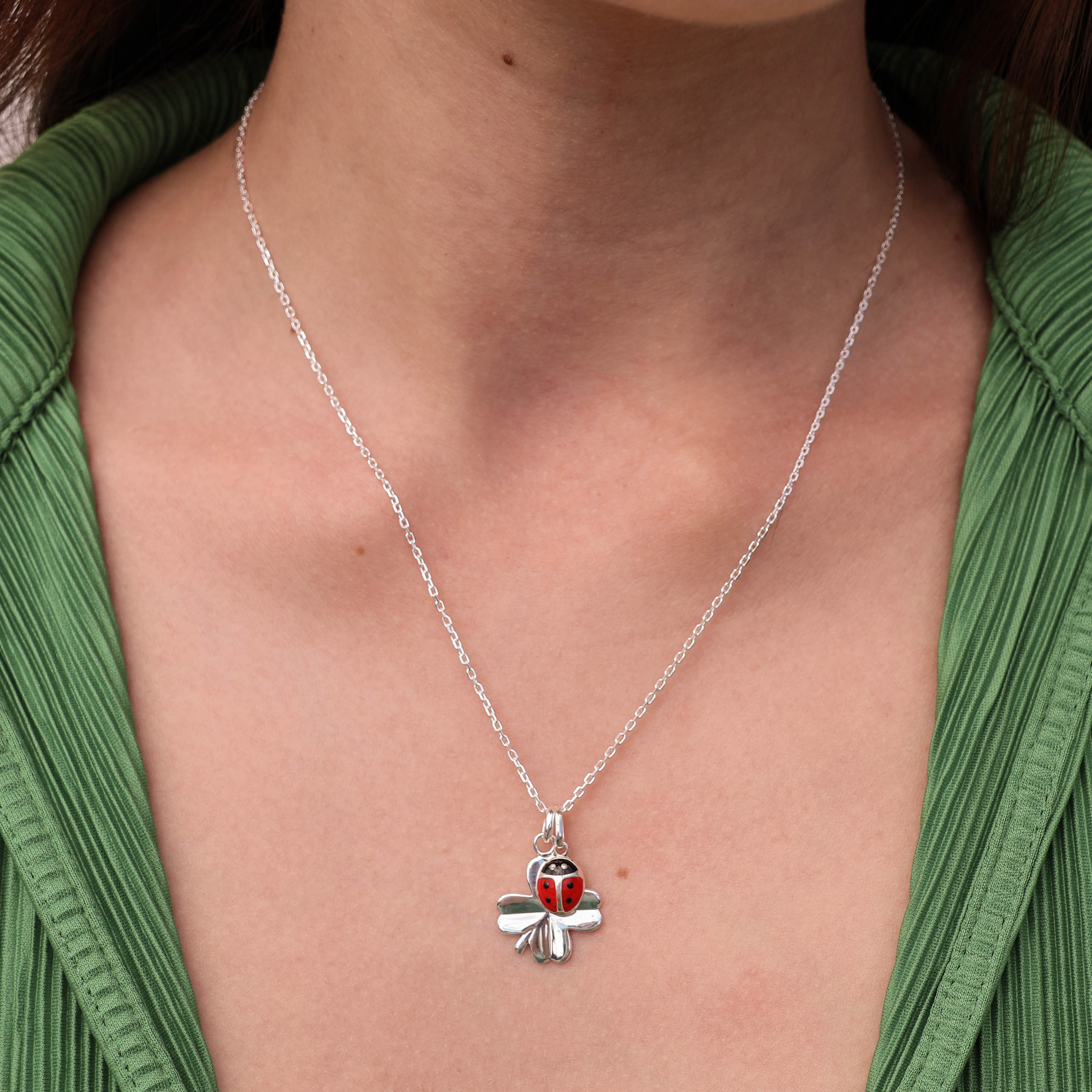 Ladybug enameled charm sterling silver