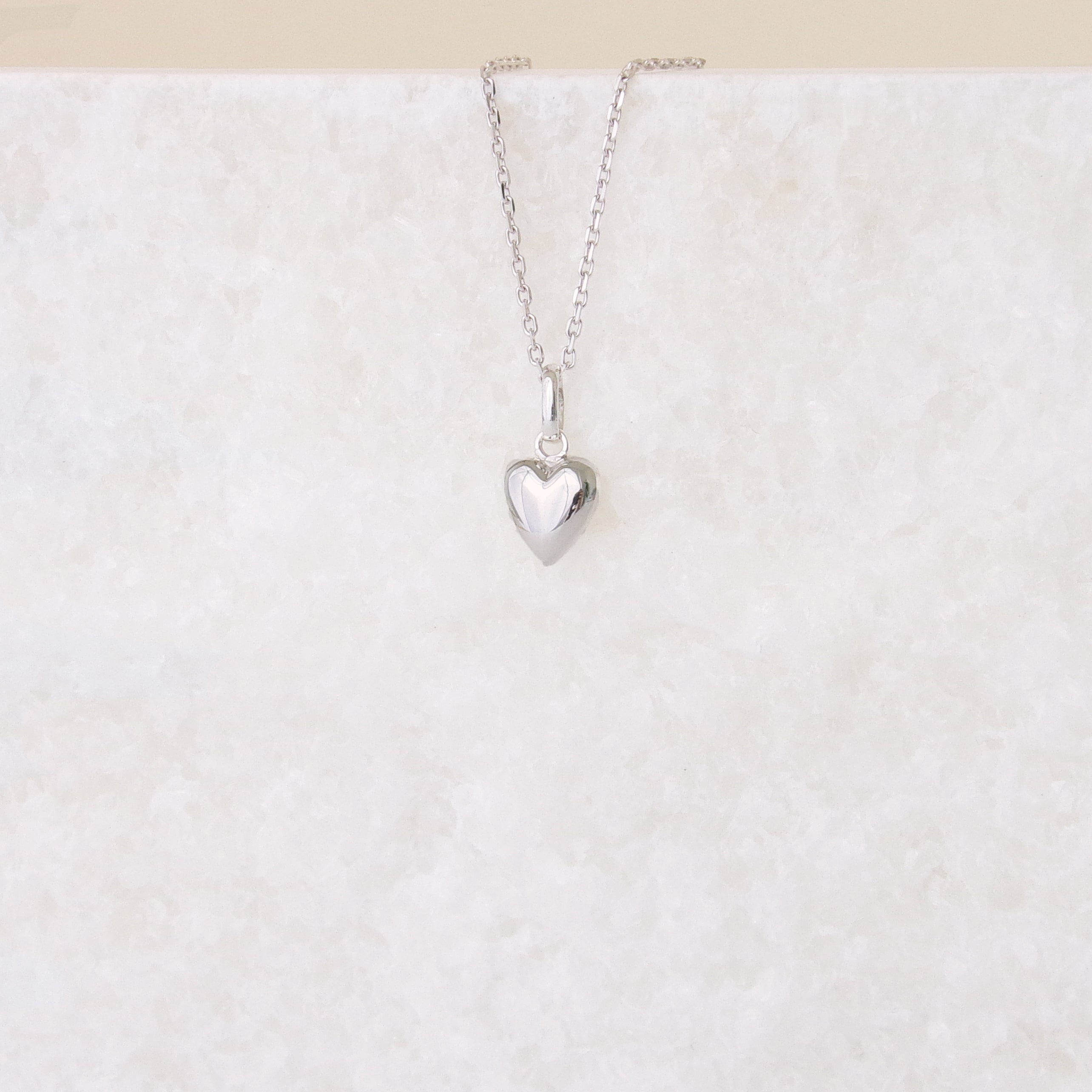 Domed heart charm sterling silver