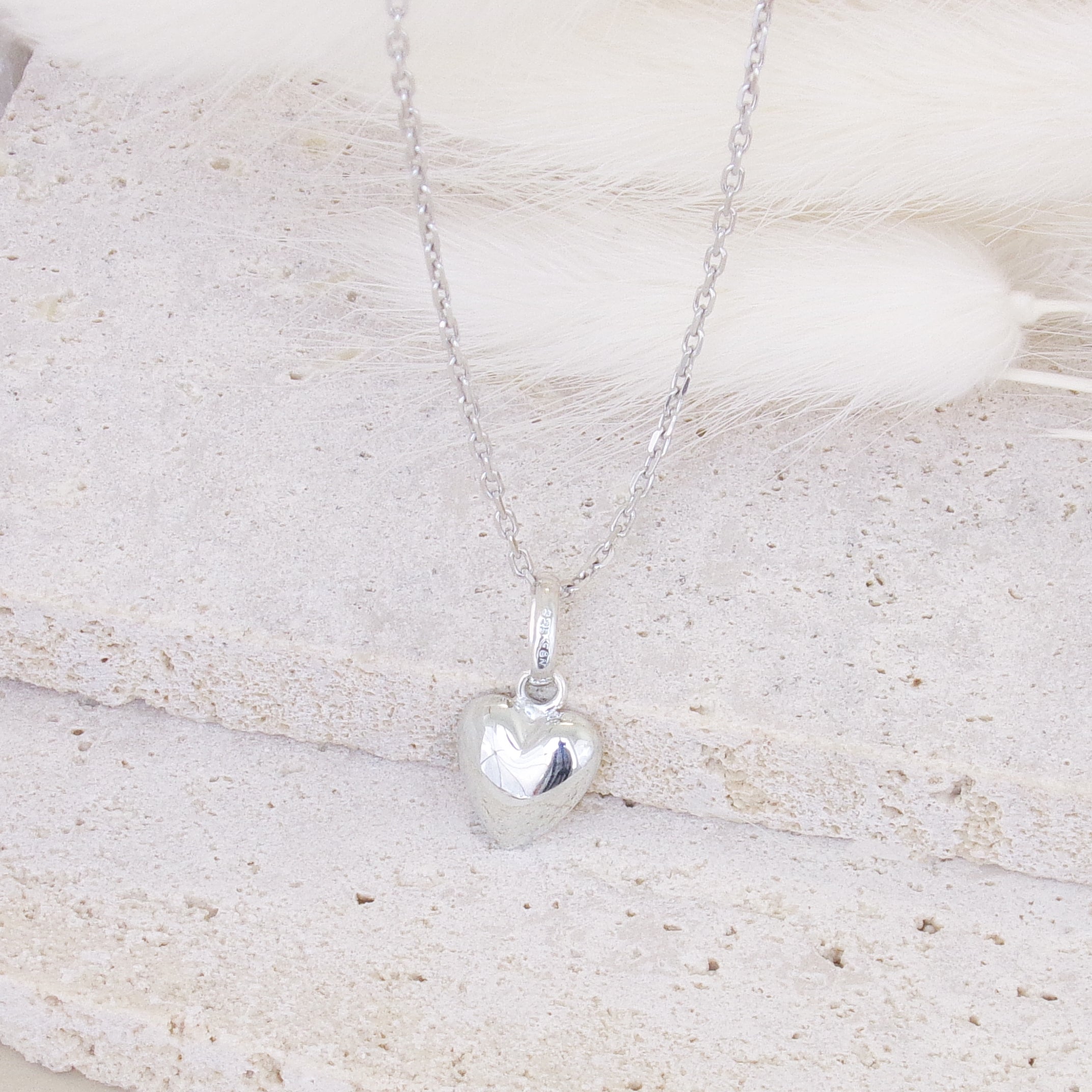 Domed heart charm sterling silver