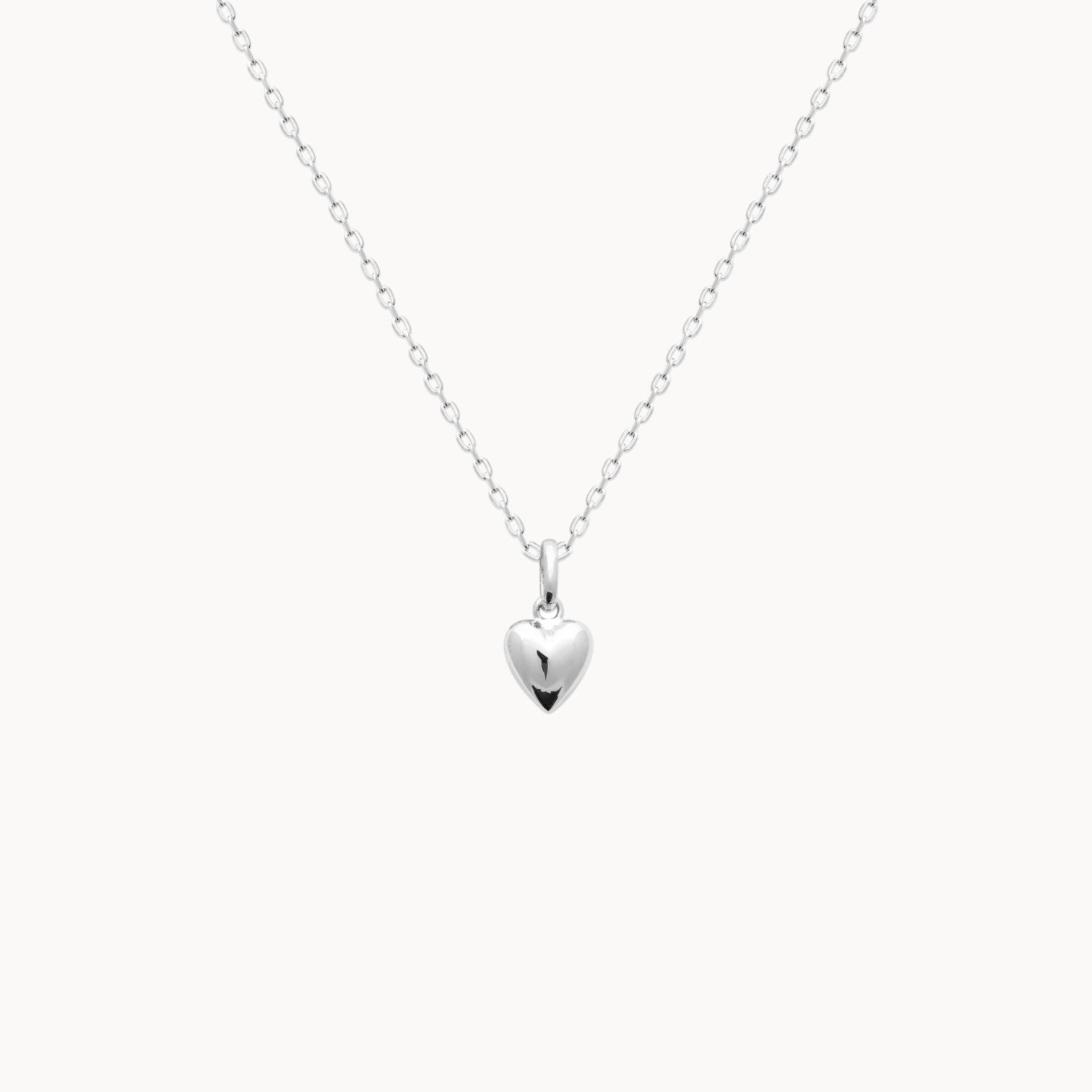 Domed heart charm sterling silver